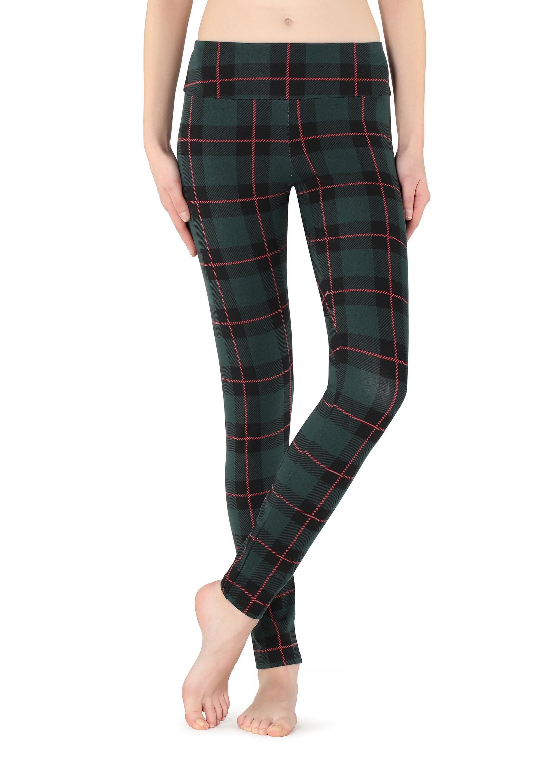 legging algodão com estampa quadriculada - verde