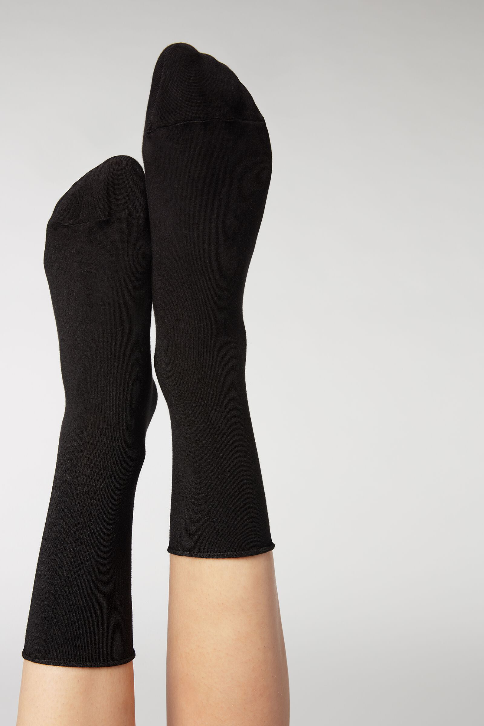 meia curta com cashmere - preto