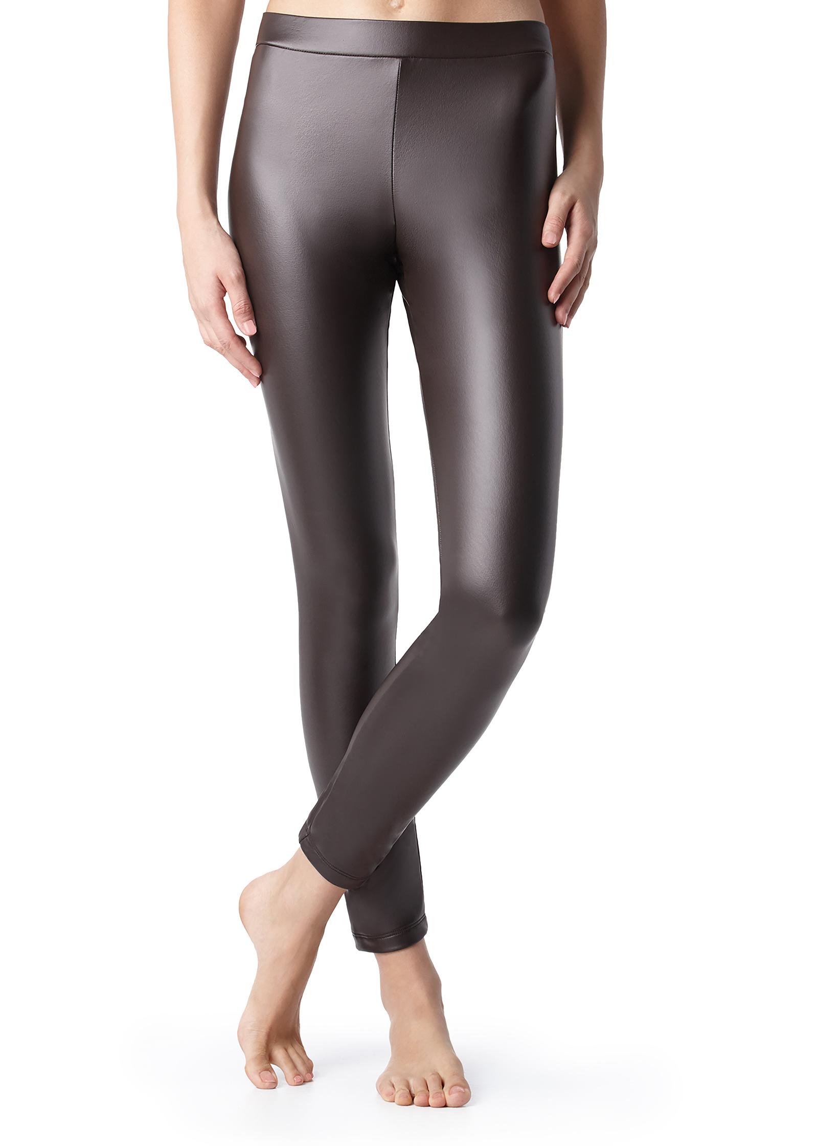 leggins efeito couro - marrom