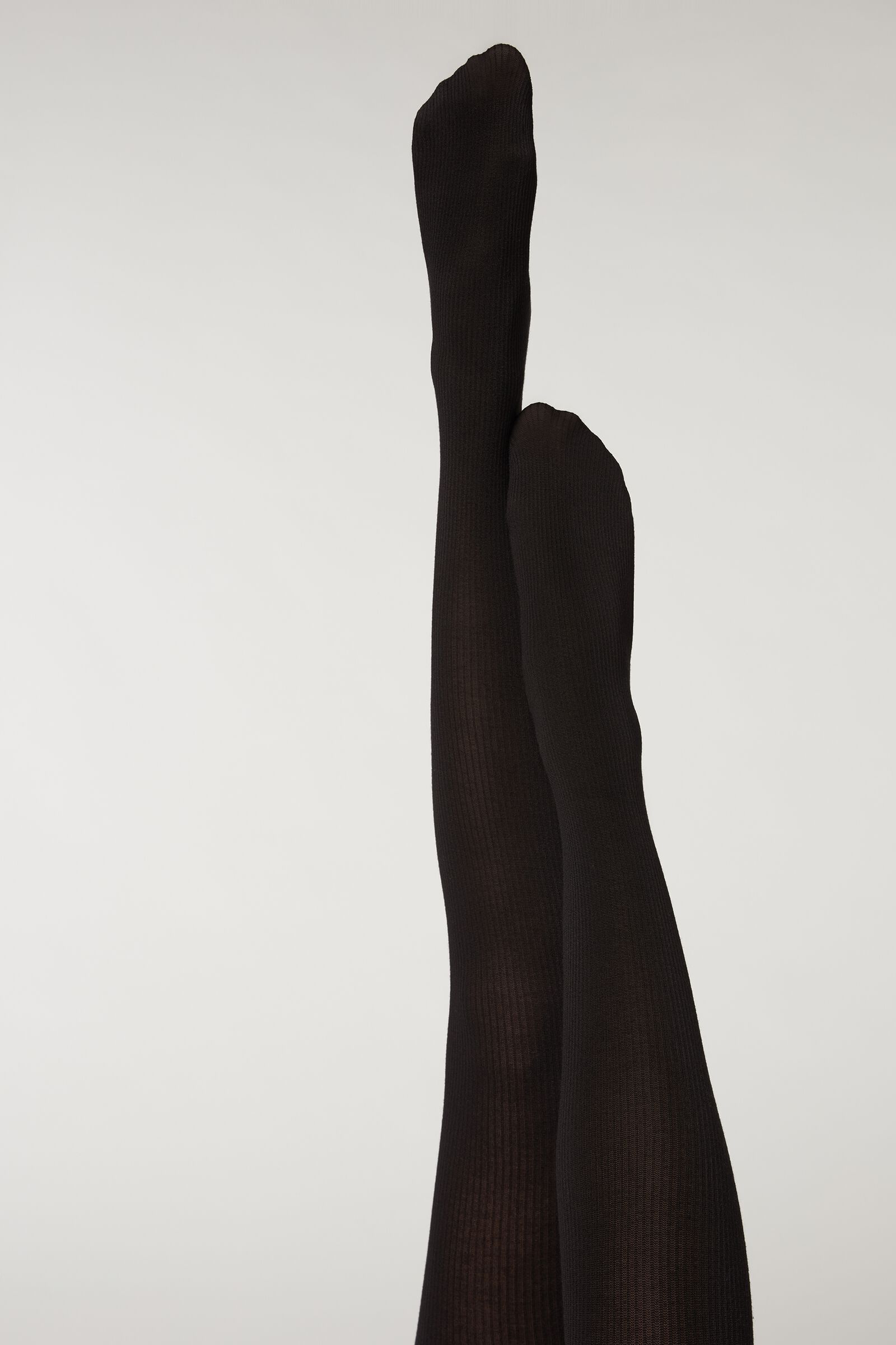 meia calça de cashmere com estampa canelado - preto