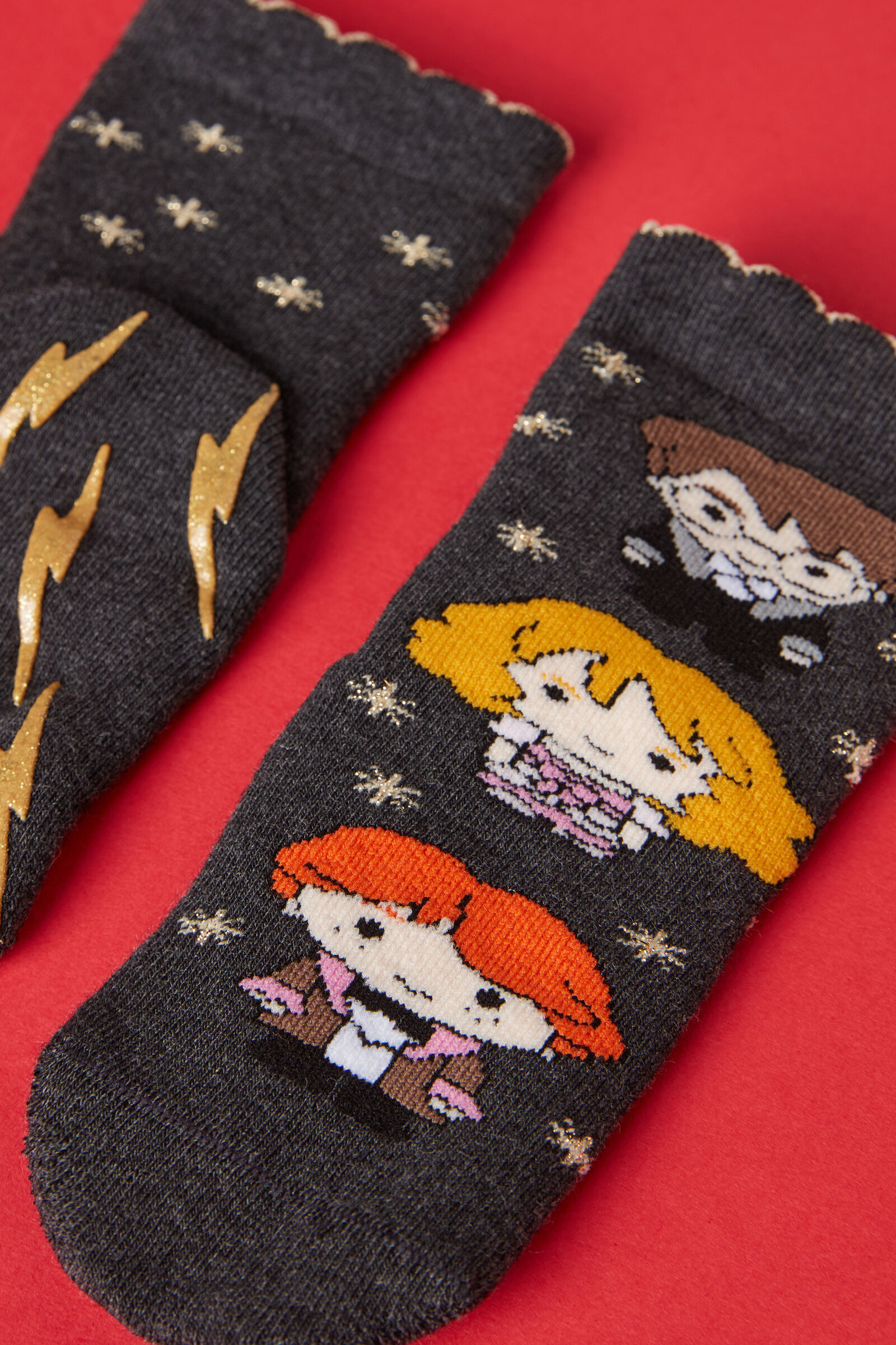 meias antiderrapantes harry potter infantil - cinza