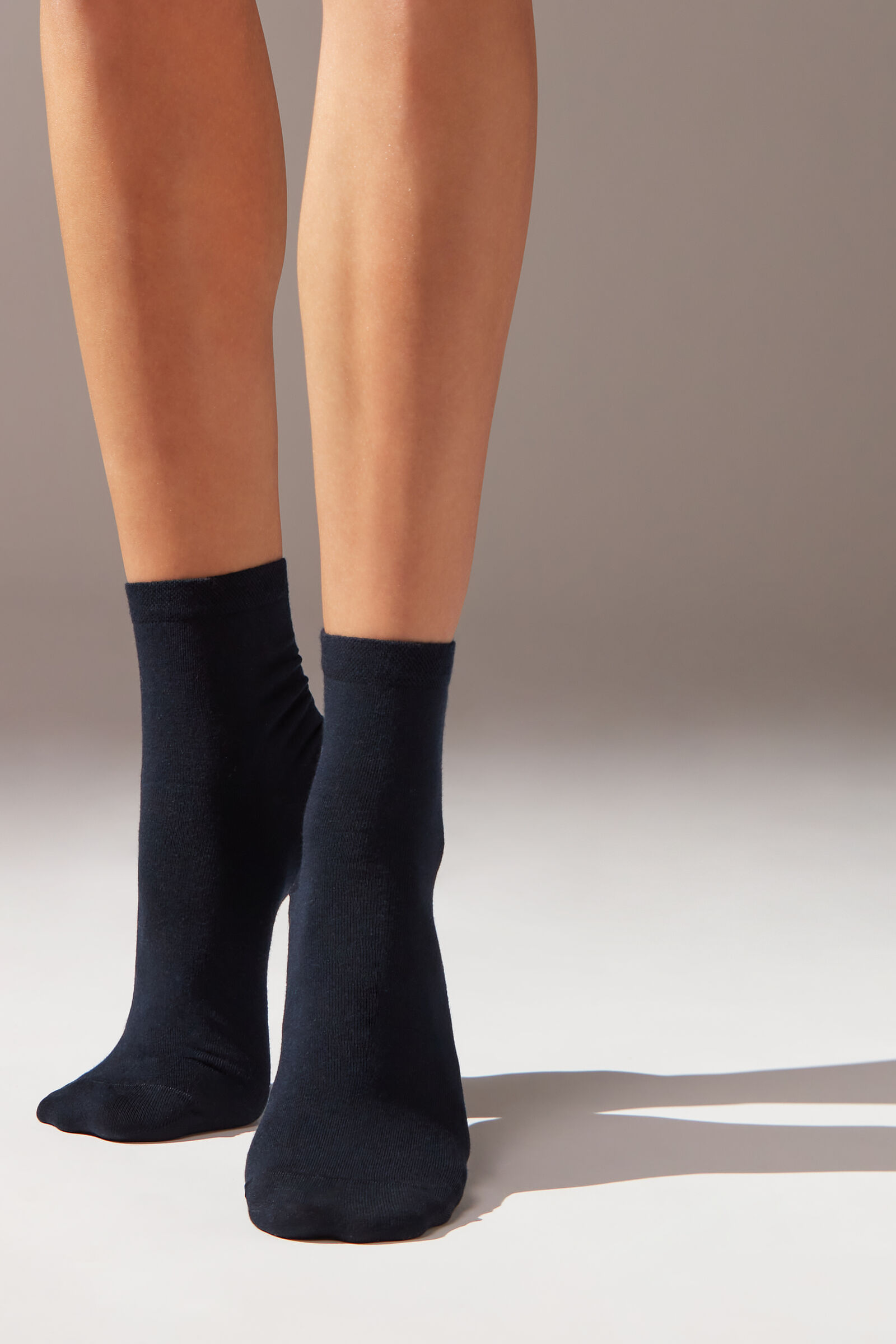 meia curta com borda trabalhada - azul