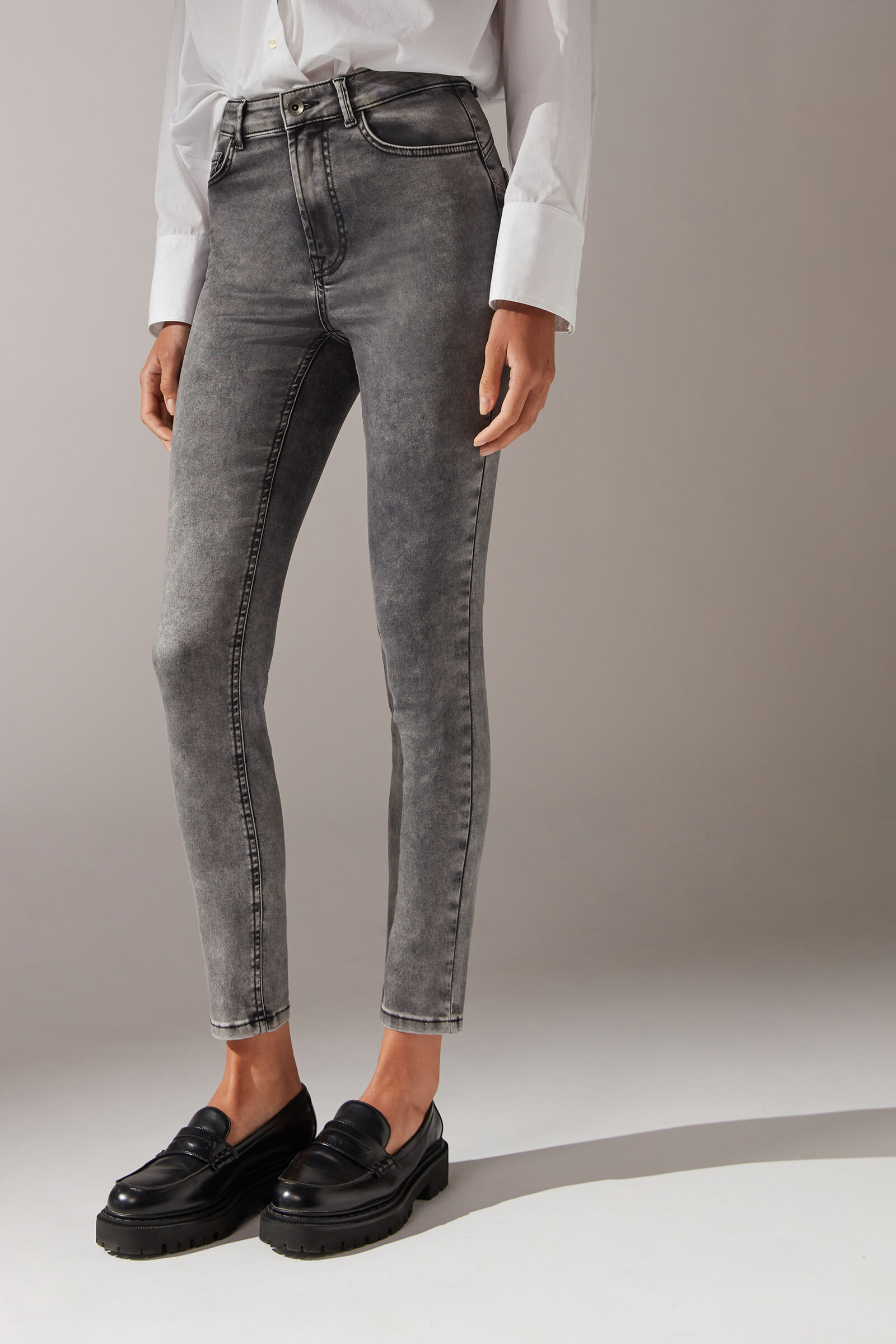 jeans push-up skinny soft touch - cinza