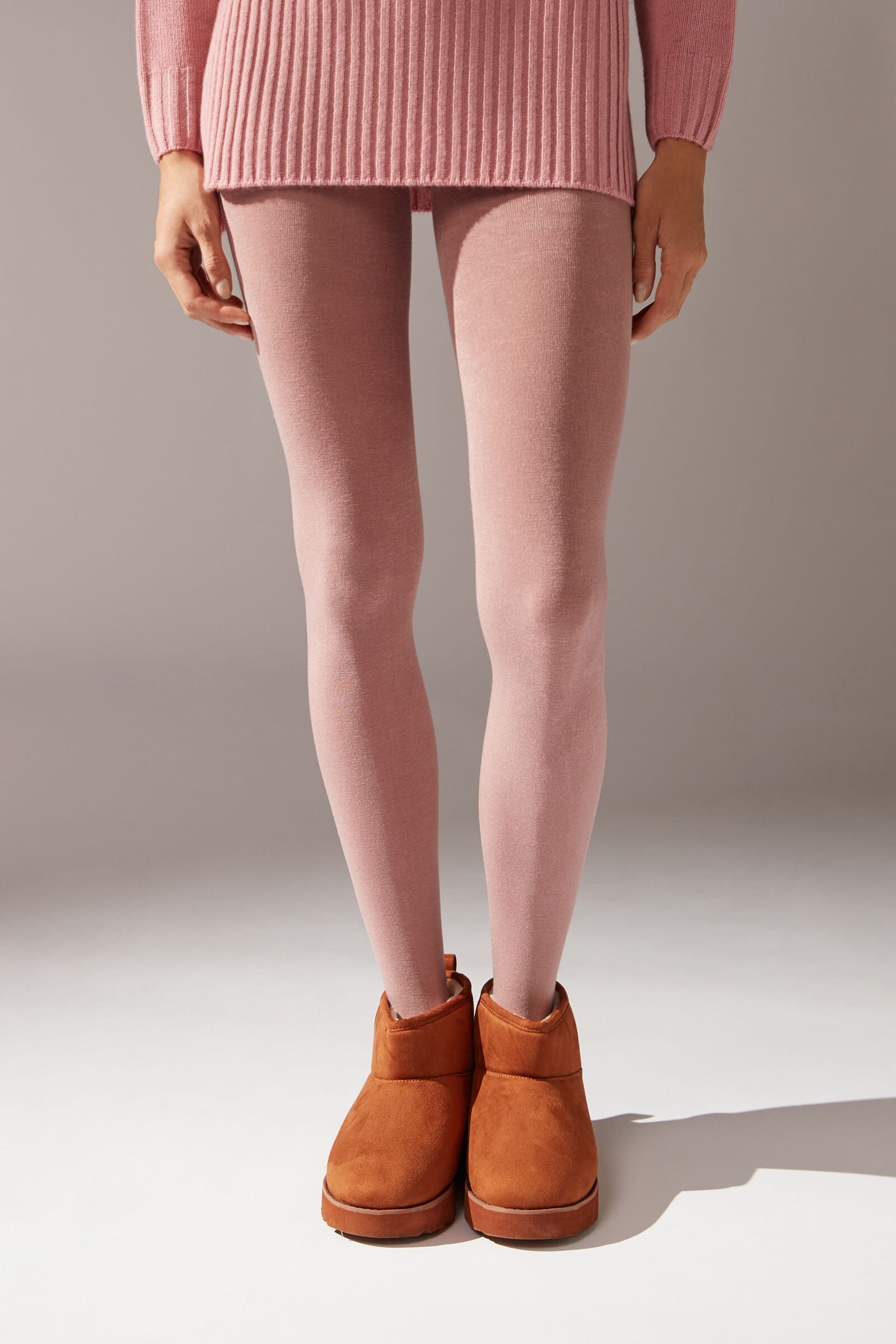 meia-calça com modal e cashmere - rosa