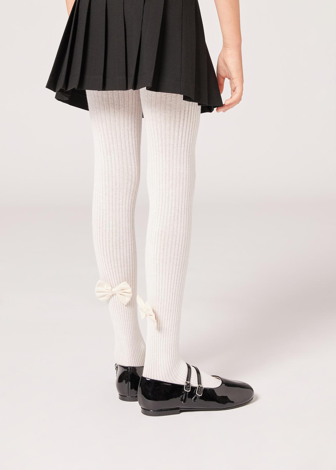 meia-calça em algodão para criança - branco