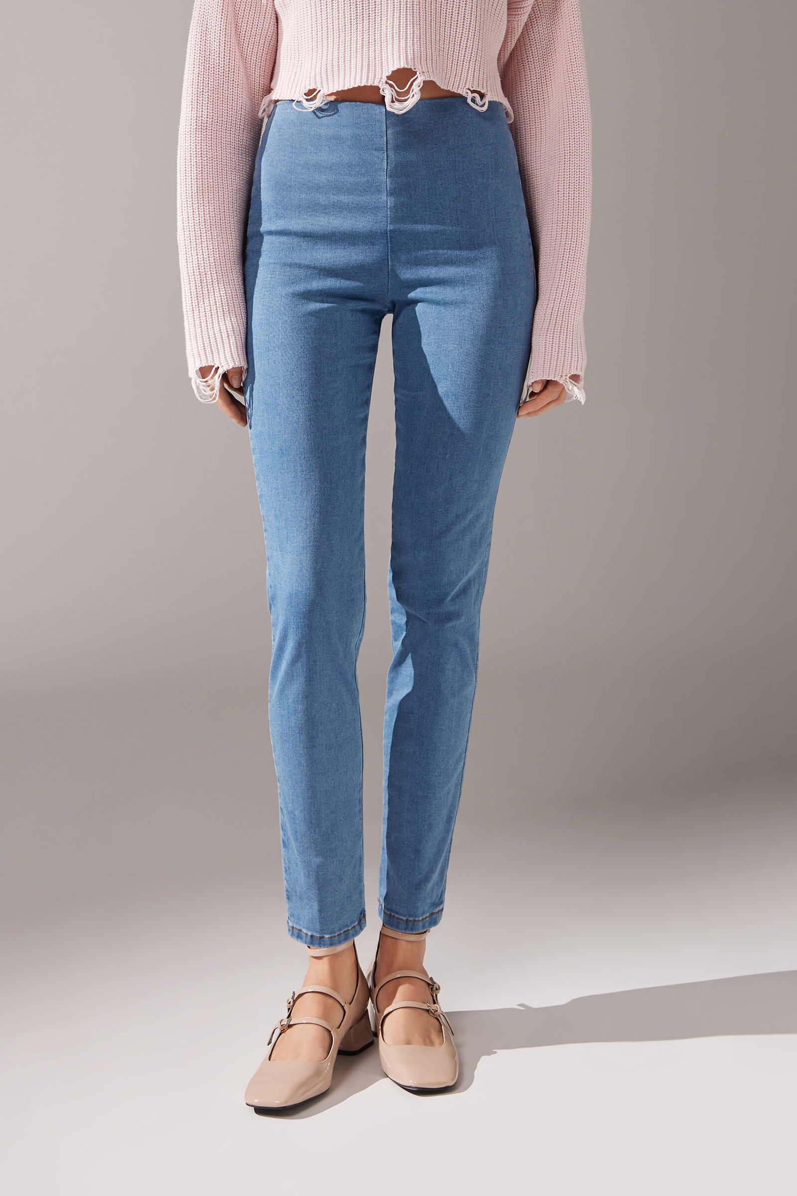 legging skinny cintura alta - azul