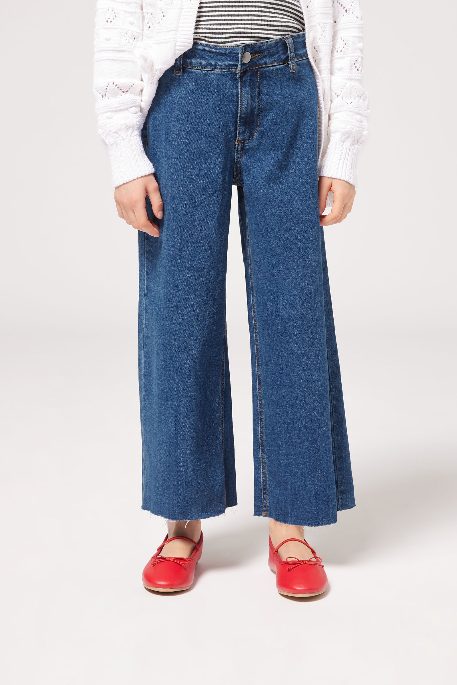 calça jeans pantalona infantil - azul