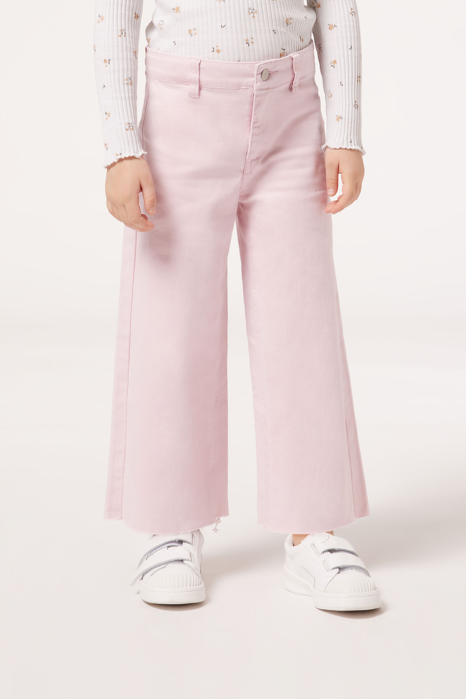 calça jeans pantalona infantil - rosa