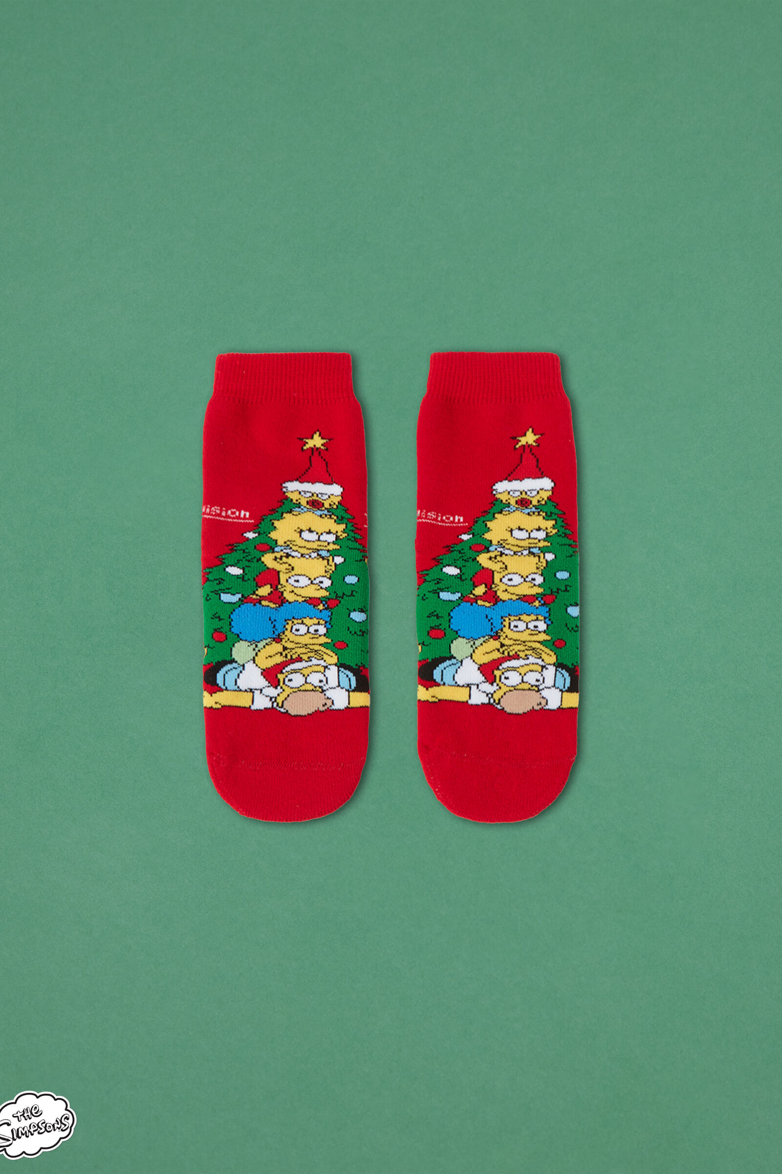 meia antiderrapante the simpsons natal infantil - vermelho