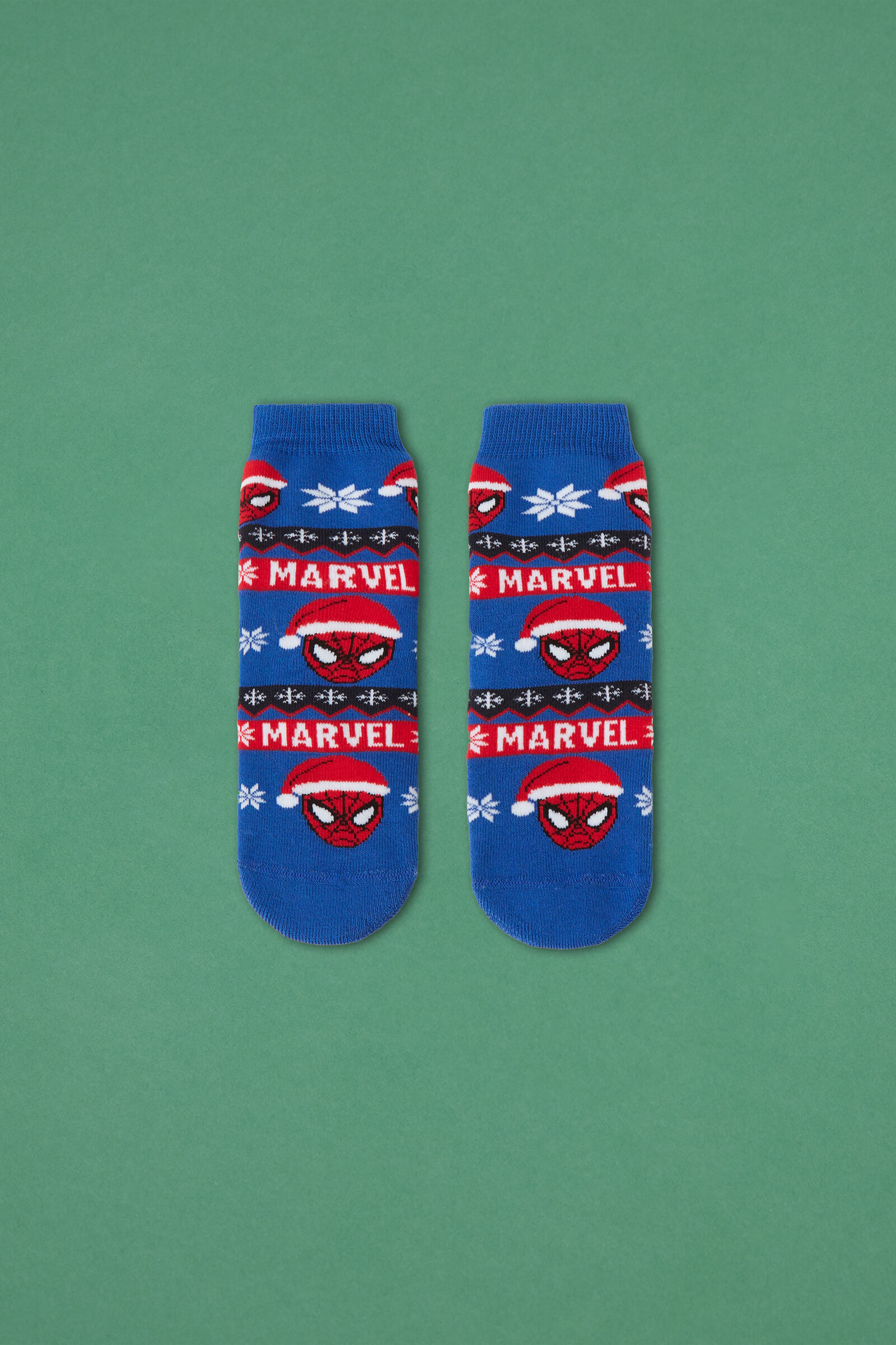 meia antiderrapante marvel natal infantil - azul