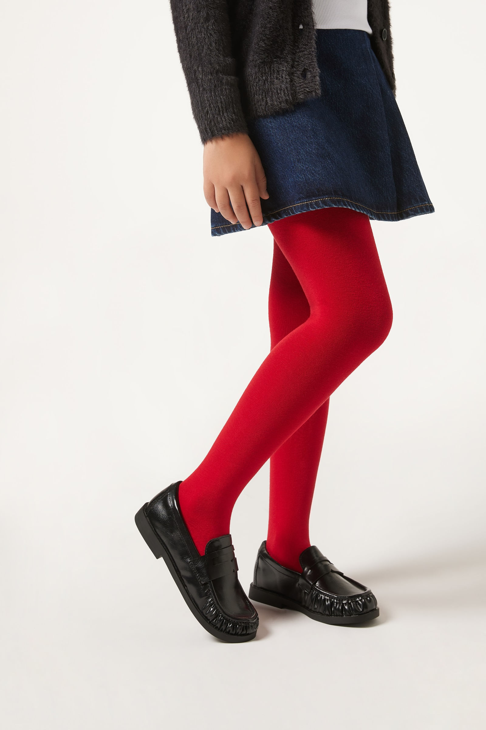 meia-calça ultra opaca com cashmere infantil - vermelho