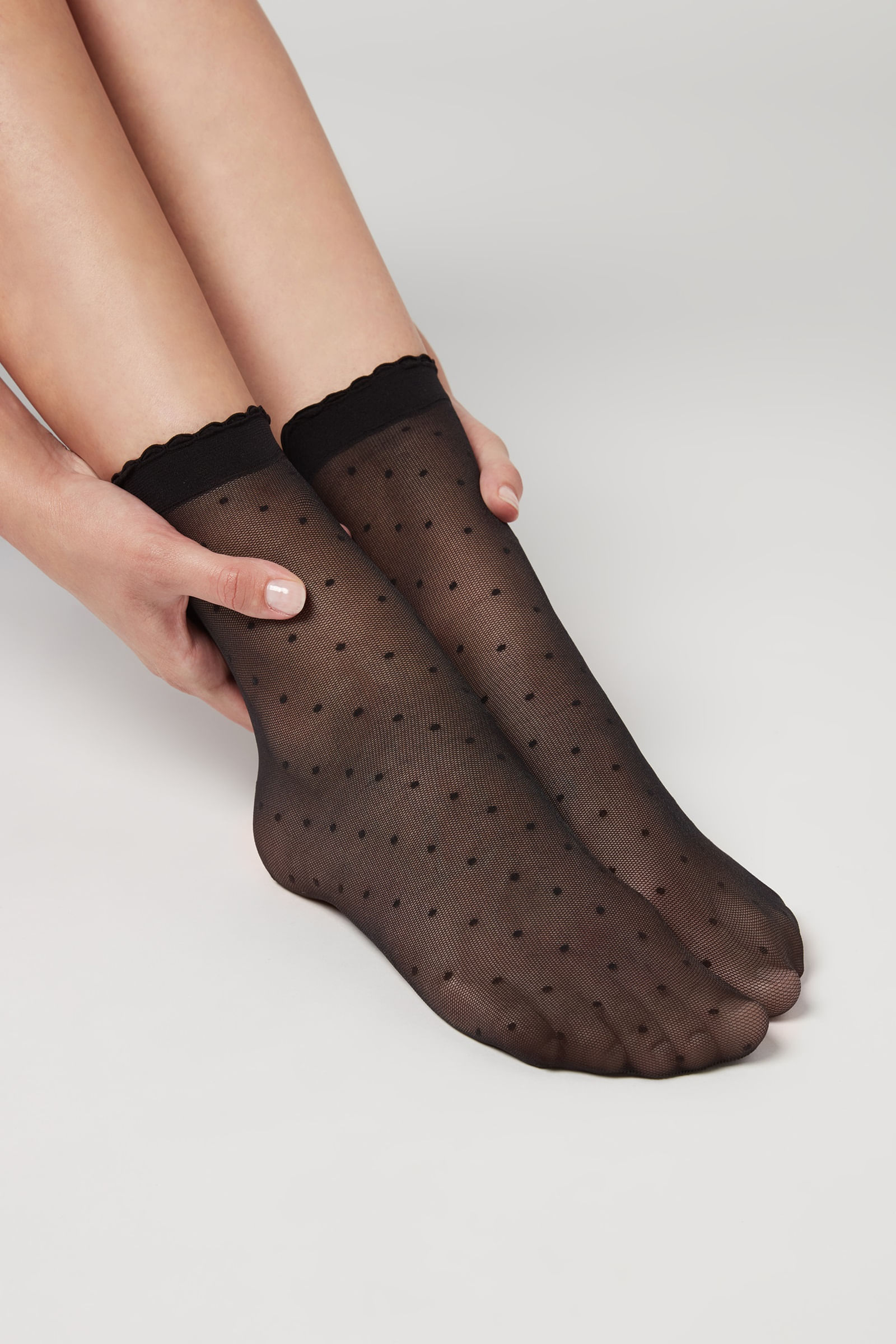 meias curtas transparentes estampa - preto