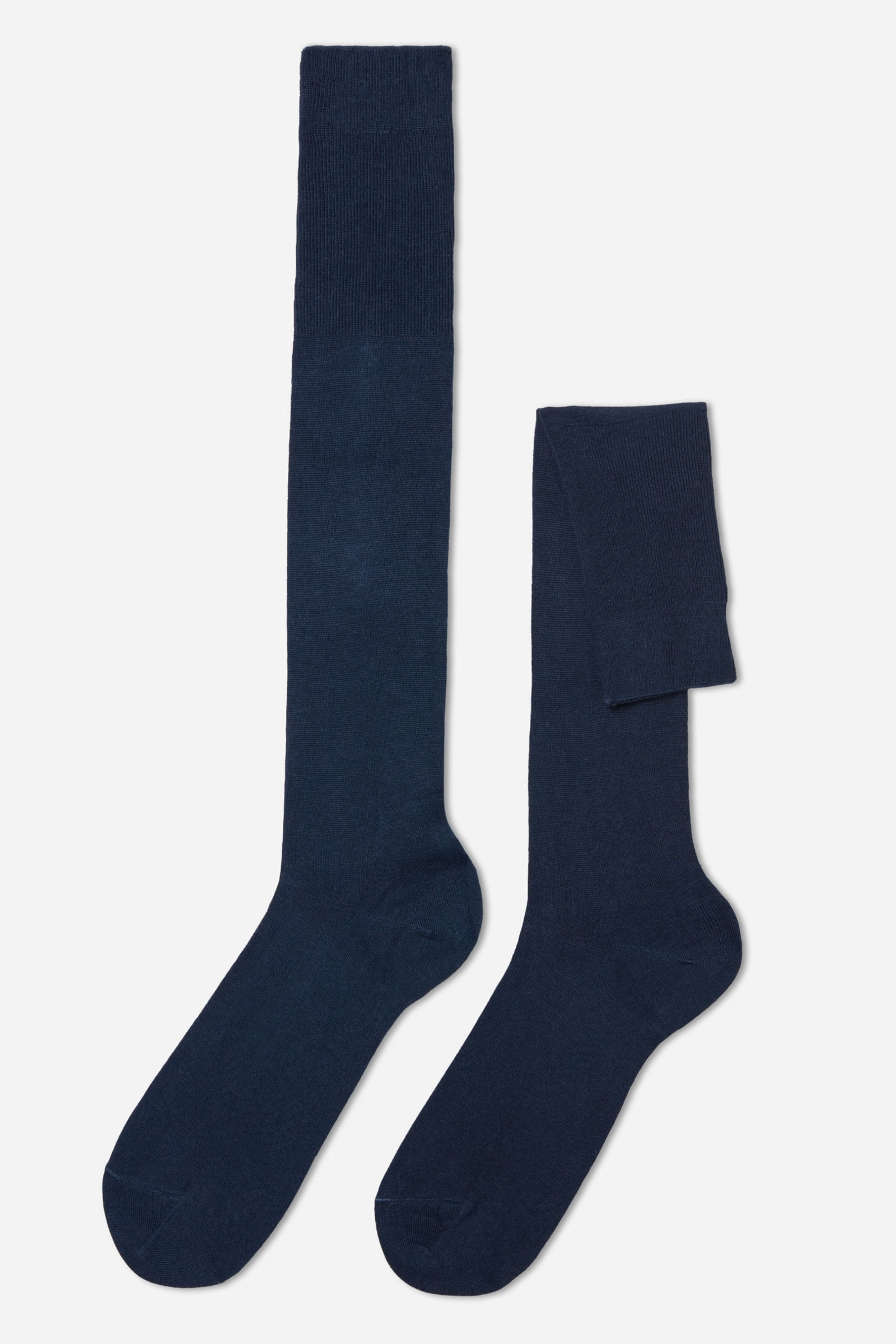 meia cano alto com cashmere - azul