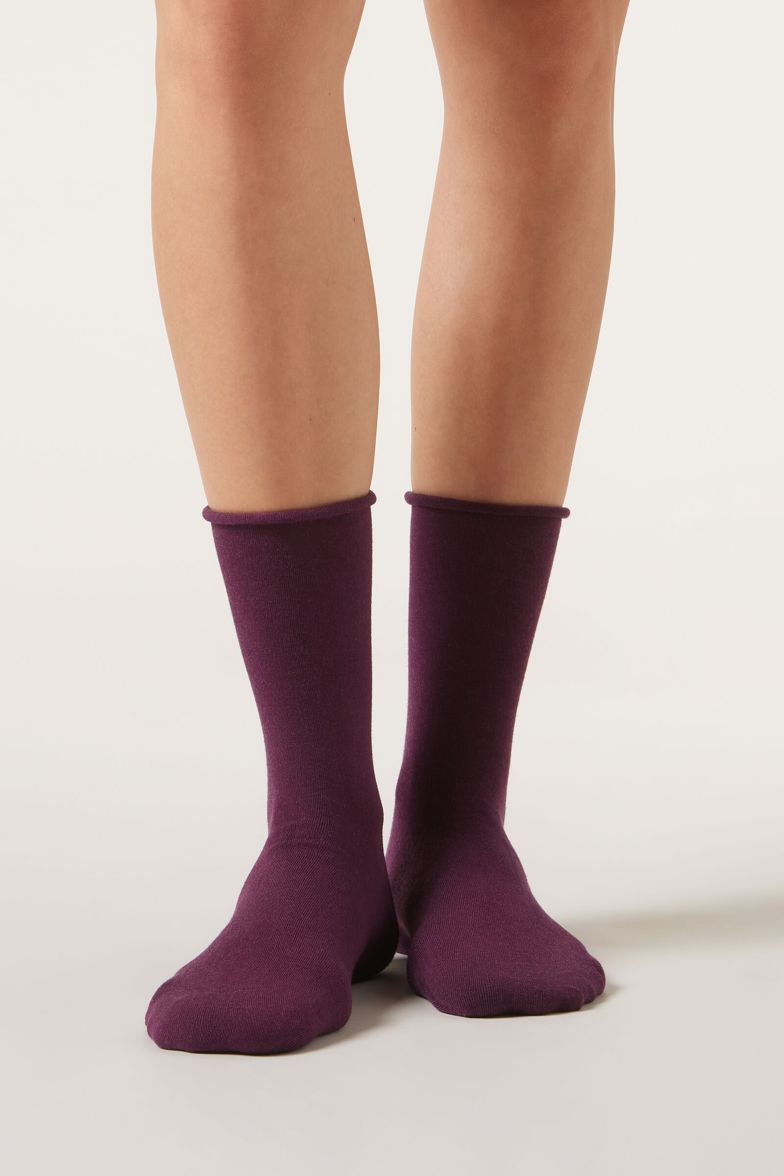 meia curta com cashmere - roxo