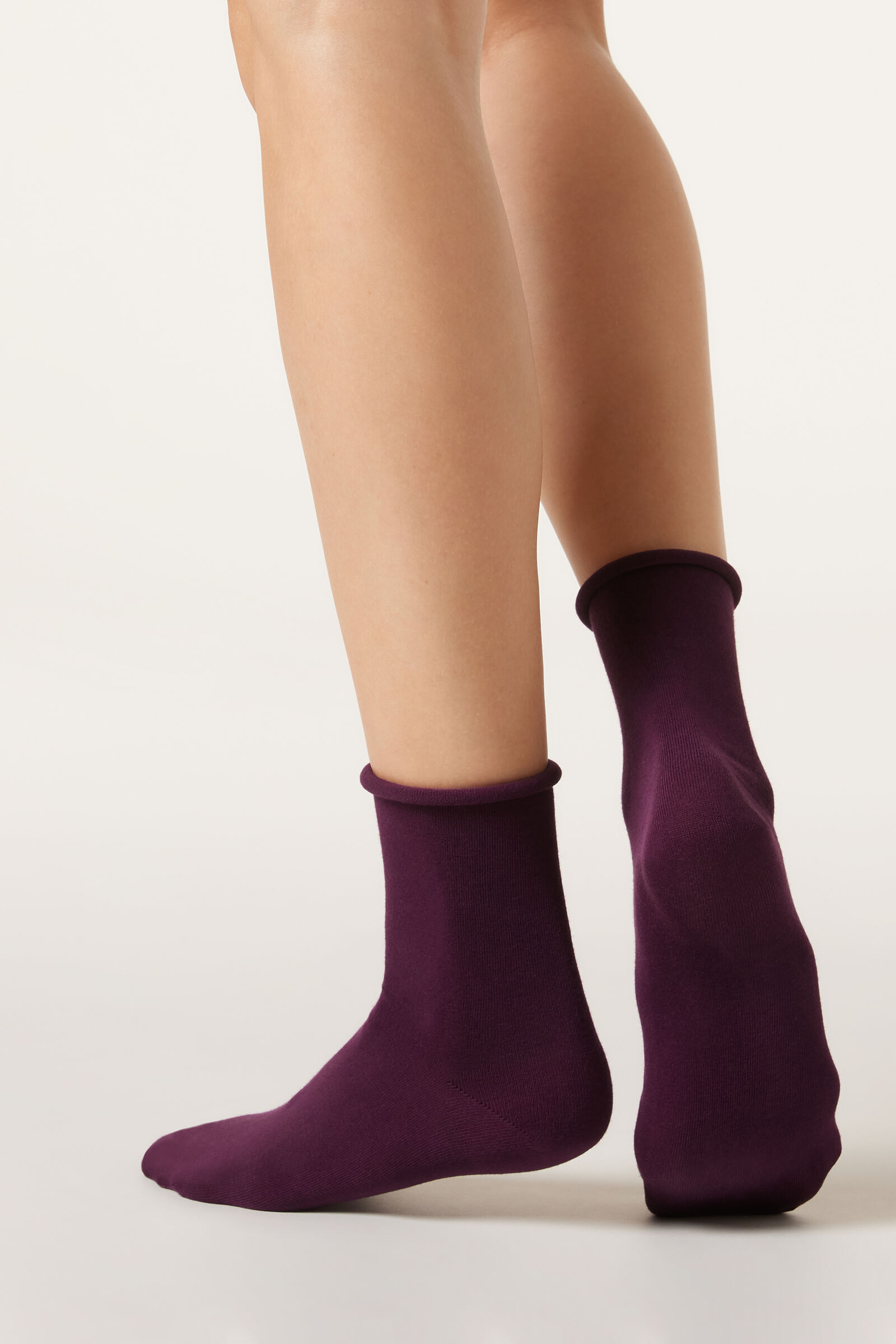 meia curta em algodão sem elástico - roxo