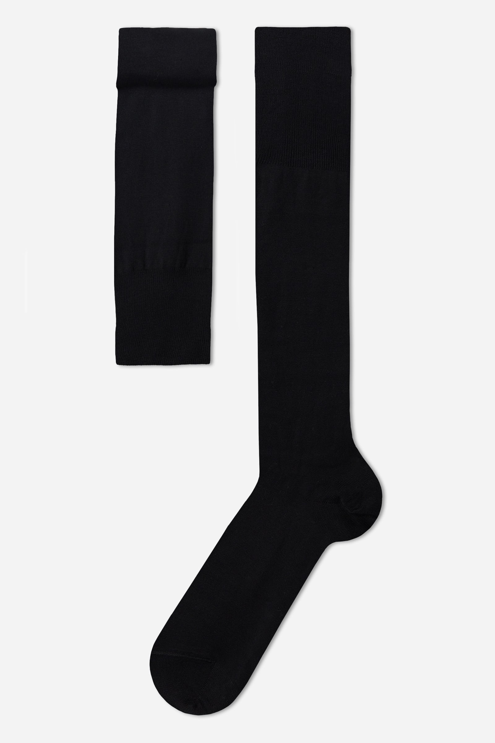 meia cano alto com cashmere - preto