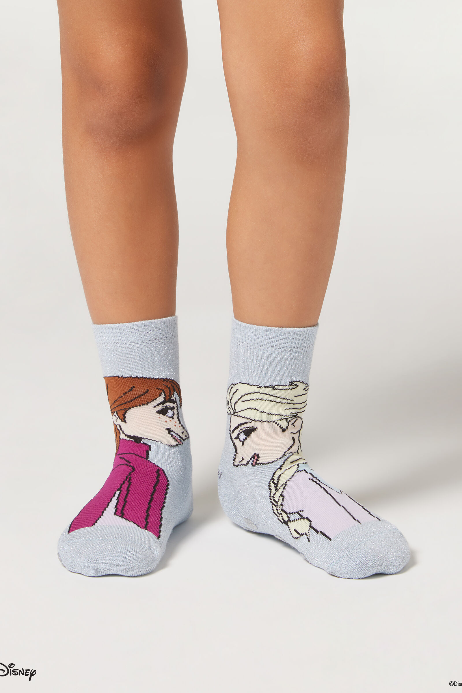 meia antiderrapante frozen infantil - azul