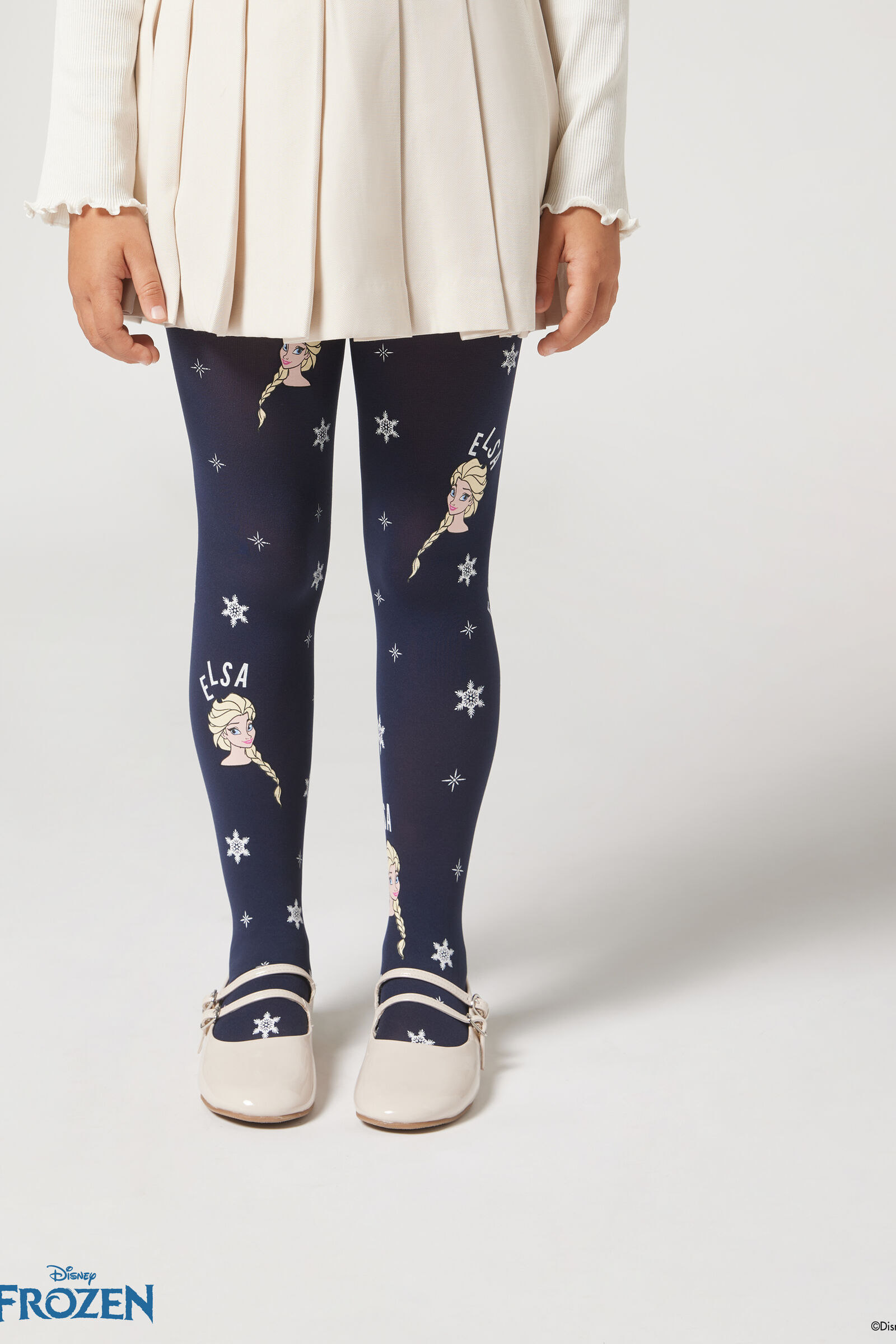 meia-calça frozen infantil - azul