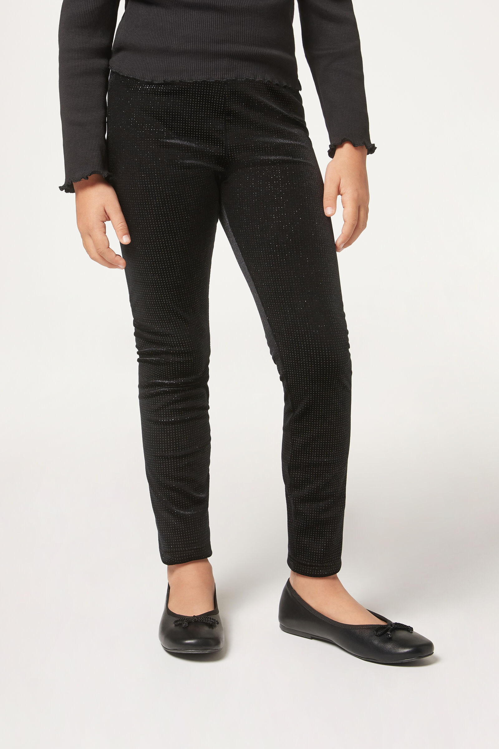 calça em veludo com strass infantil - preto