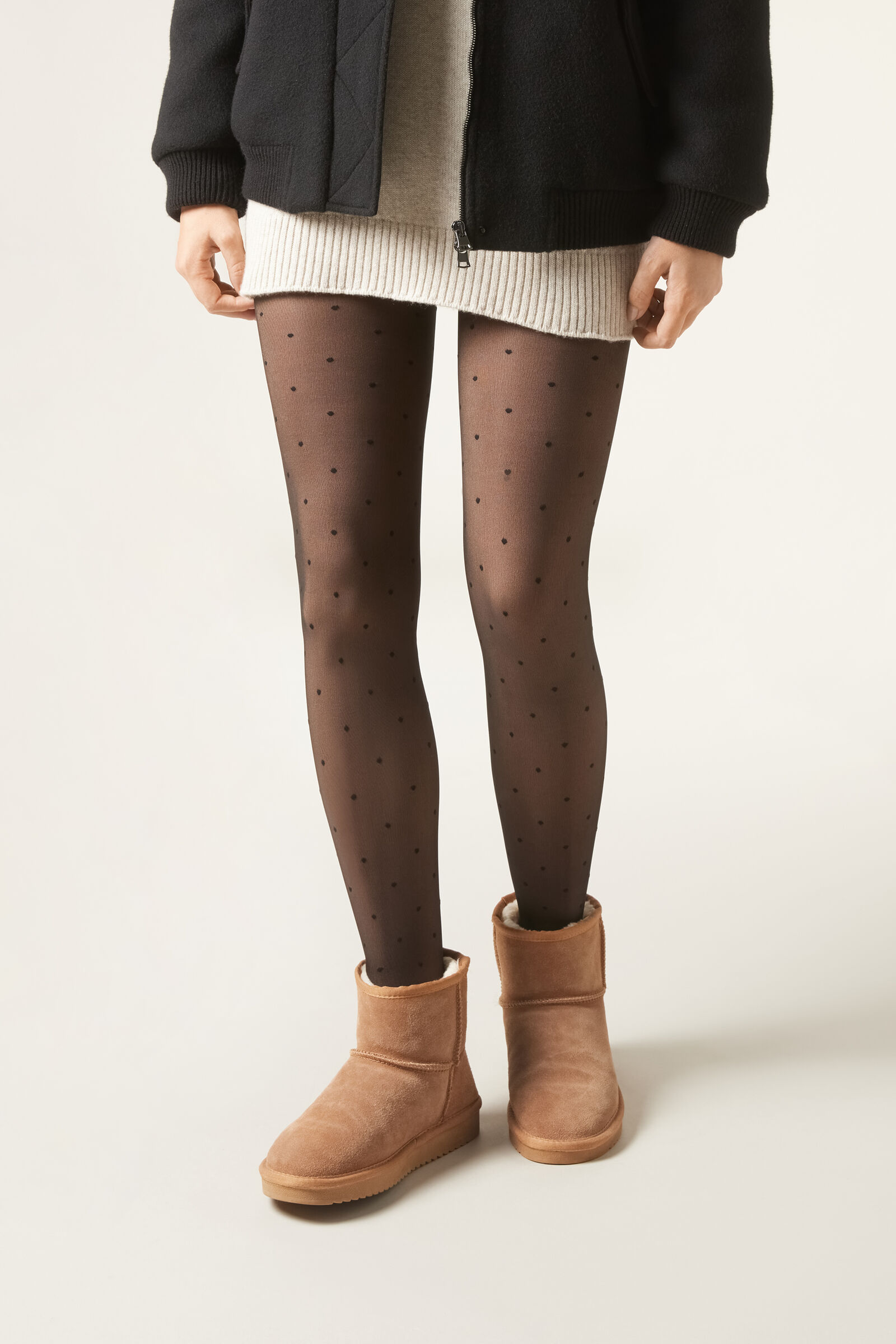meia-calça térmica com efeito transparente fio 30 - preto