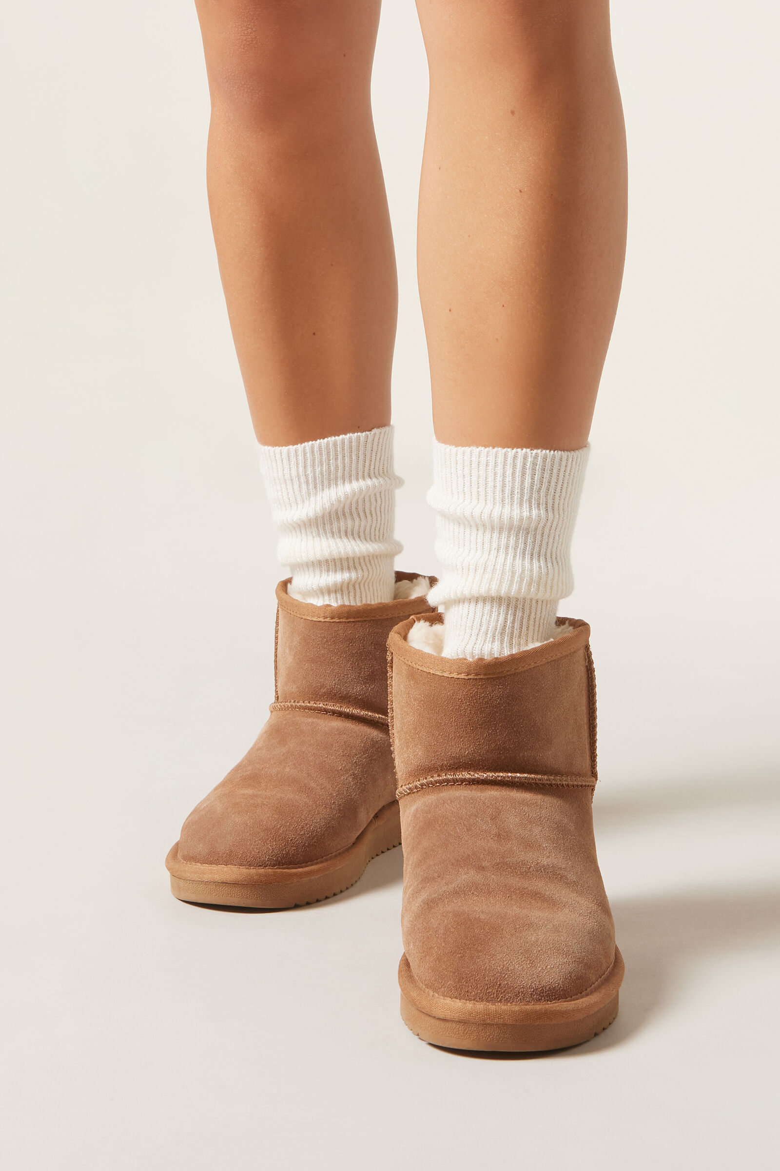 meia curta com cashmere e glitter - off-white