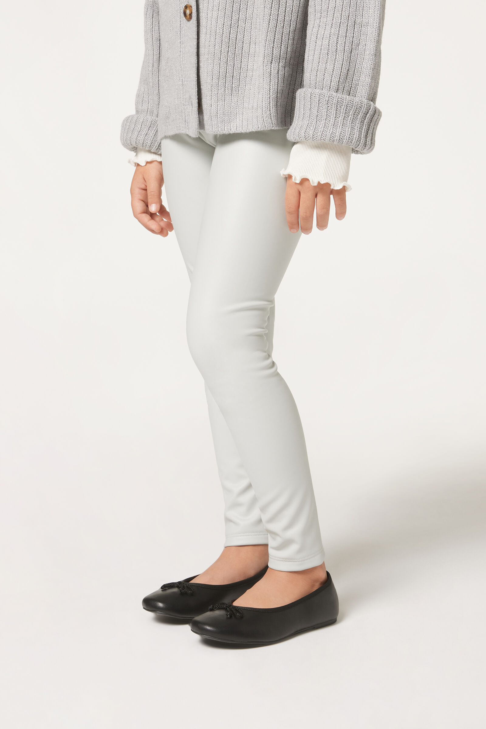 legging térmica efeito couro infantil - branco