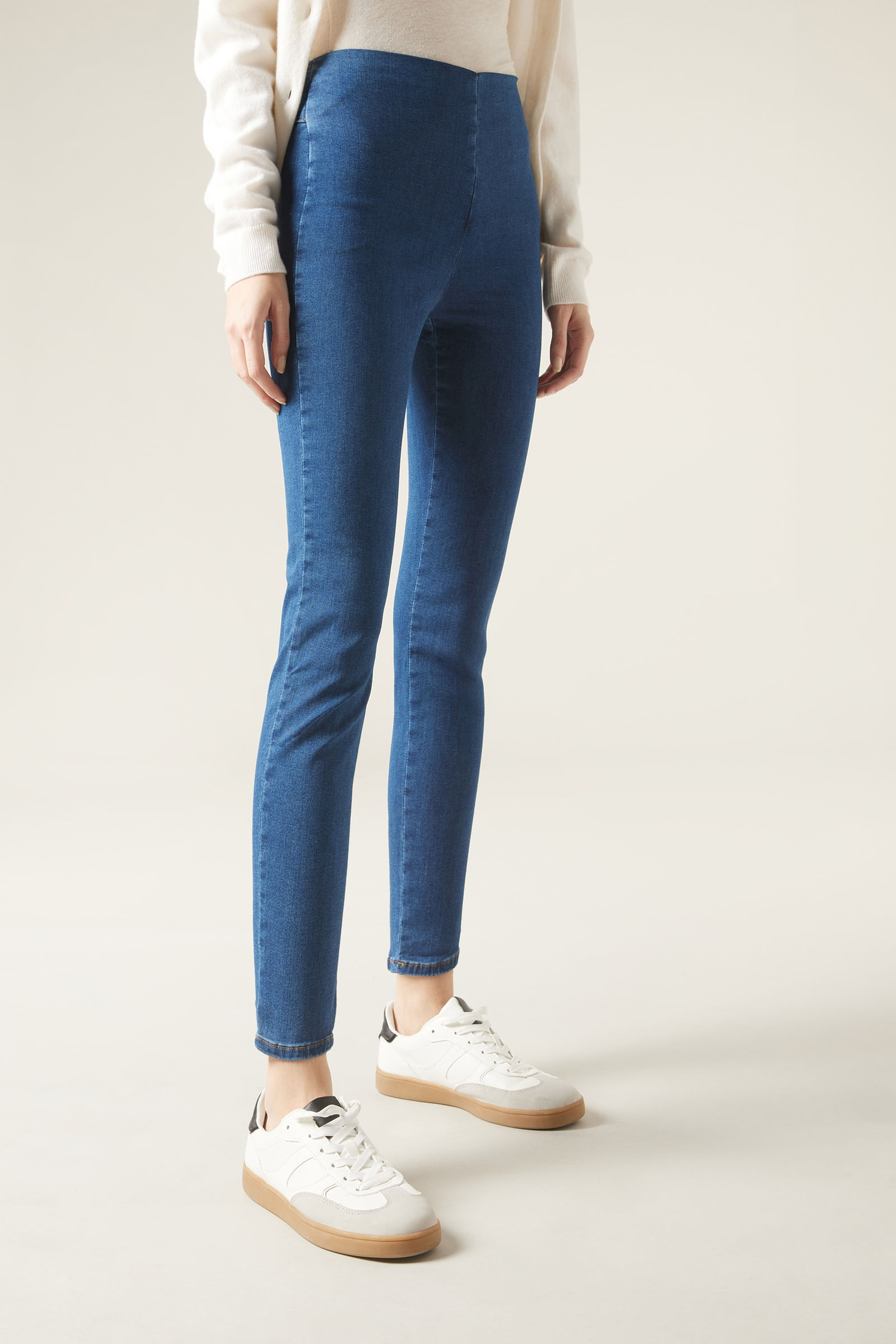 calça jeans skinny com cintura alta - azul