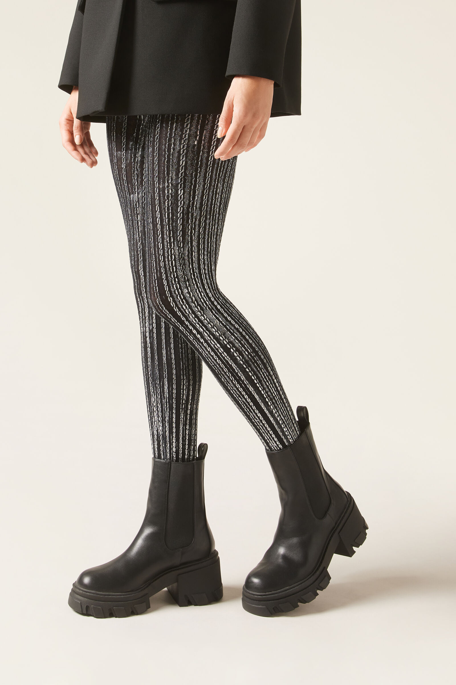 meia-calça opaca metalizada fio 100 - preto