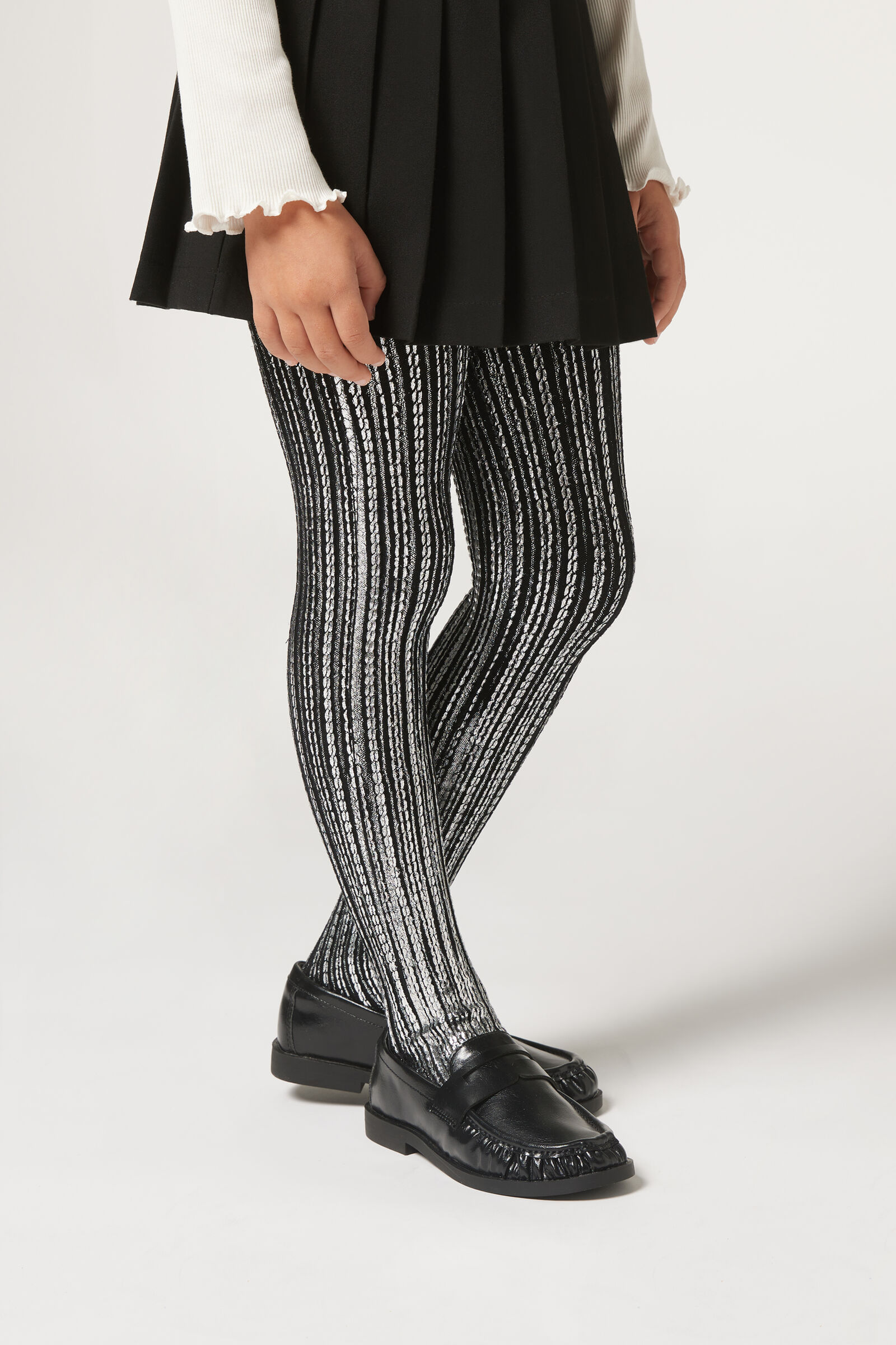 meia-calça térmica metalizada infantil - preto