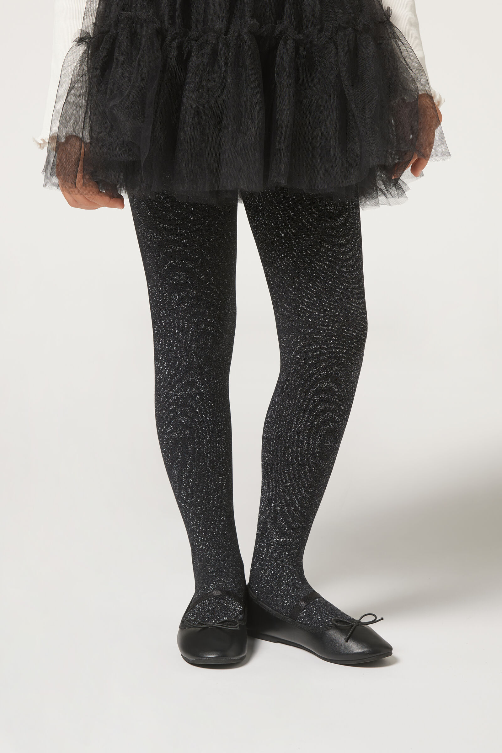 meia-calça térmica com glitter infantil - preto