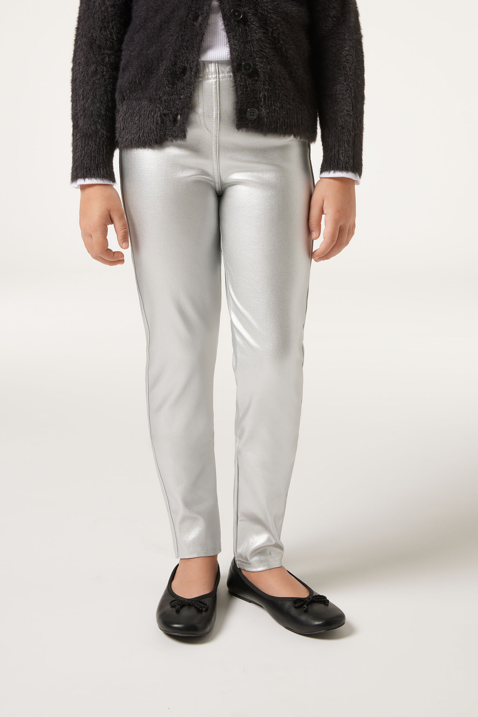 calça efeito couro infantil - cinza