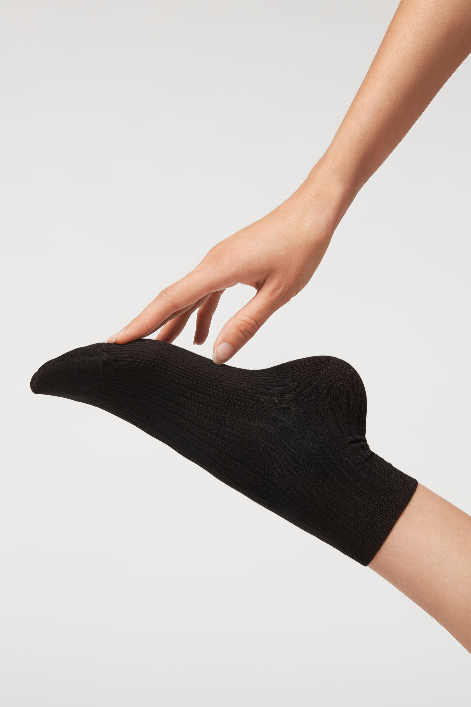 meia curta com cashmere - preto
