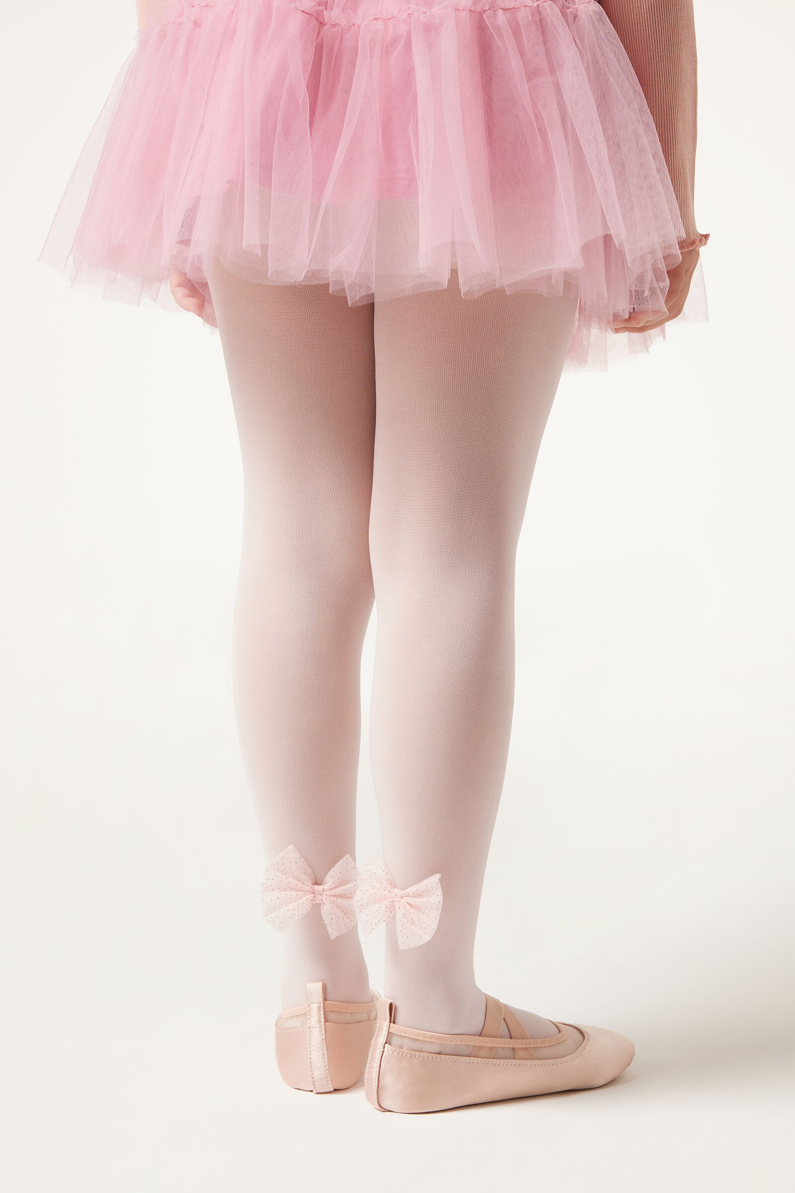 meia-calça com laço infantil - rosa