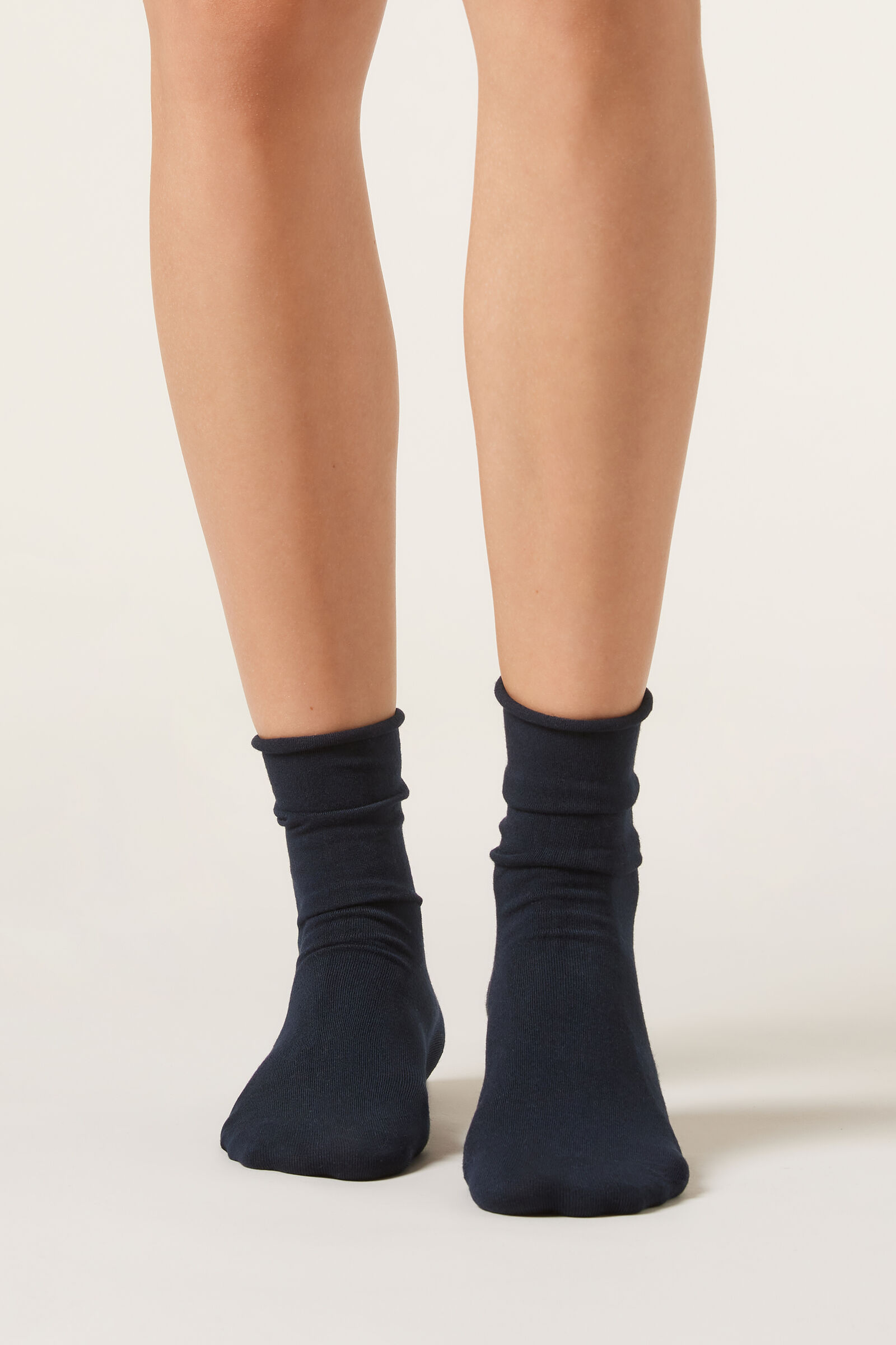 meia curta com cashmere - azul