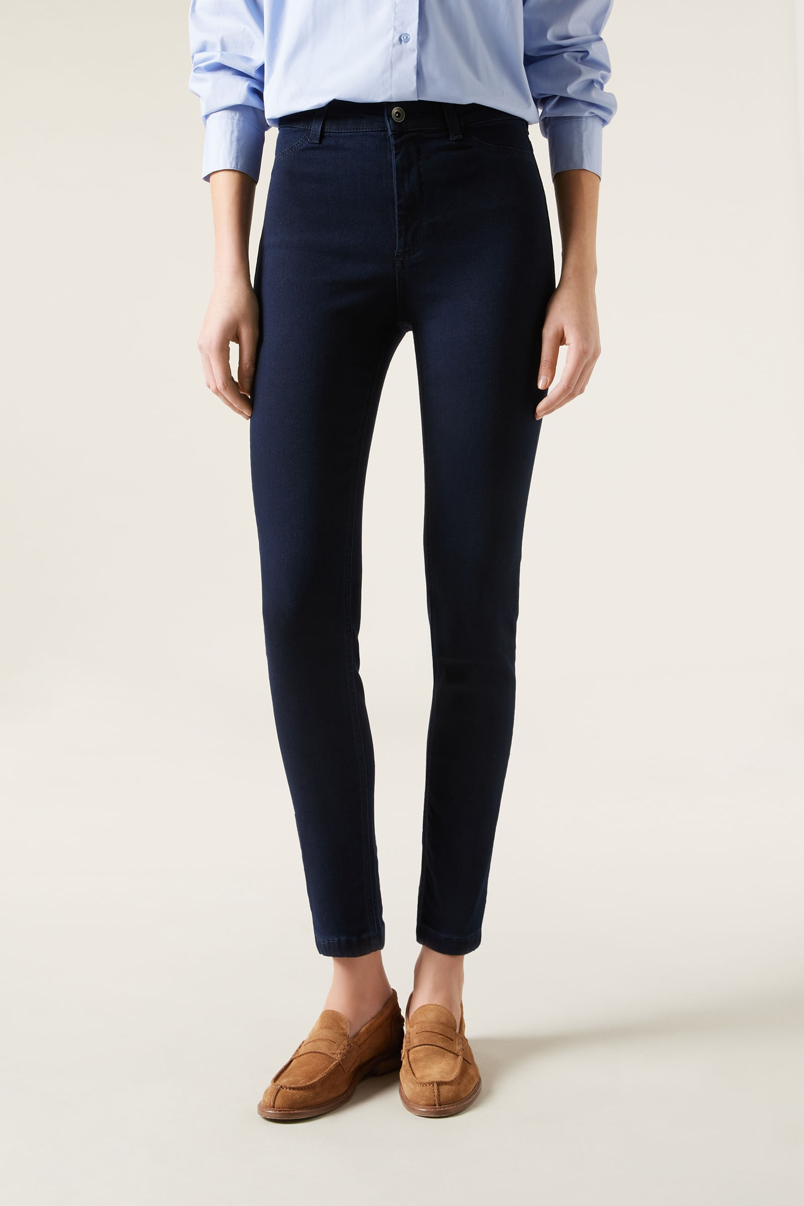 jeans skinny térmica soft touch - azul