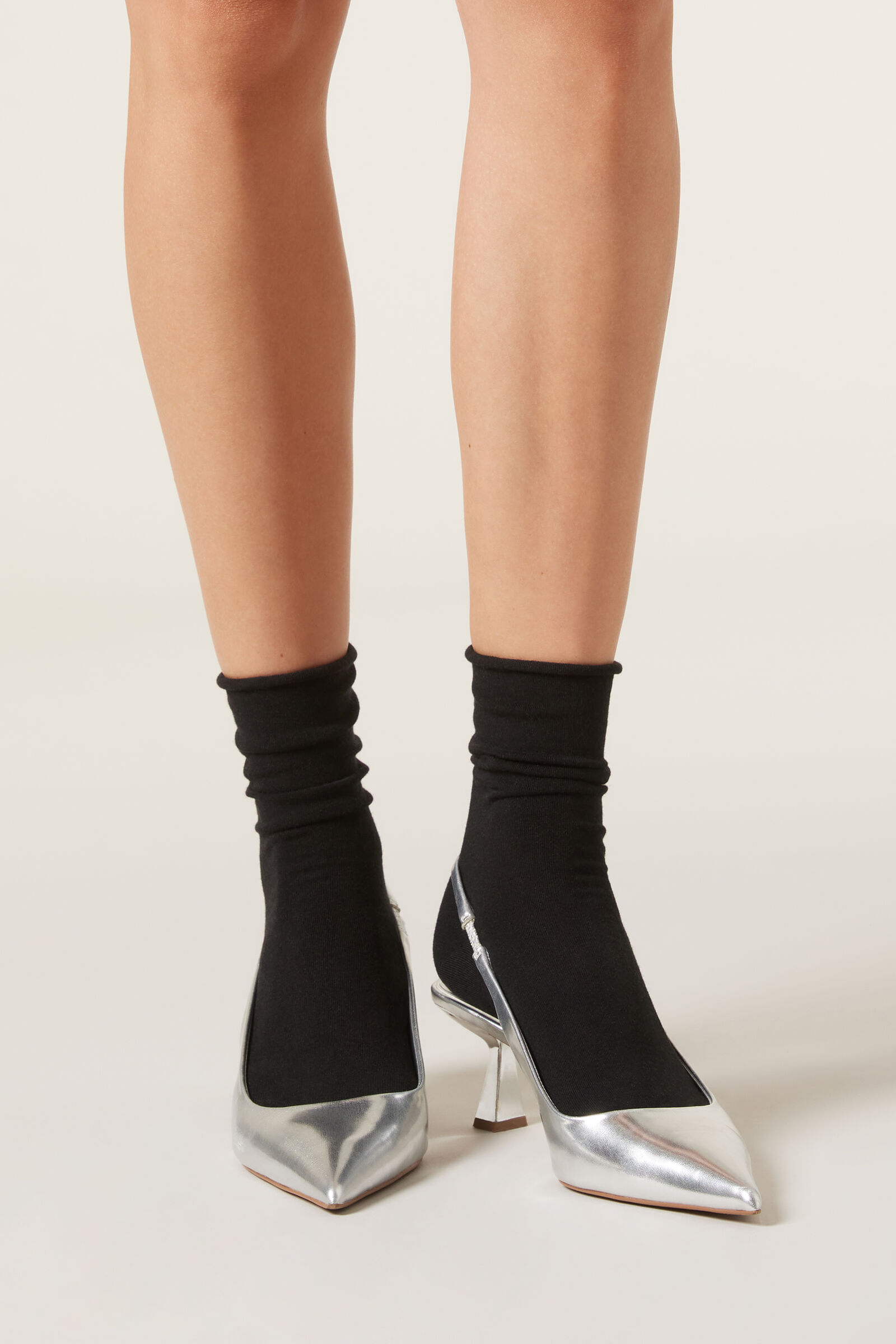 meia curta com cashmere - preto