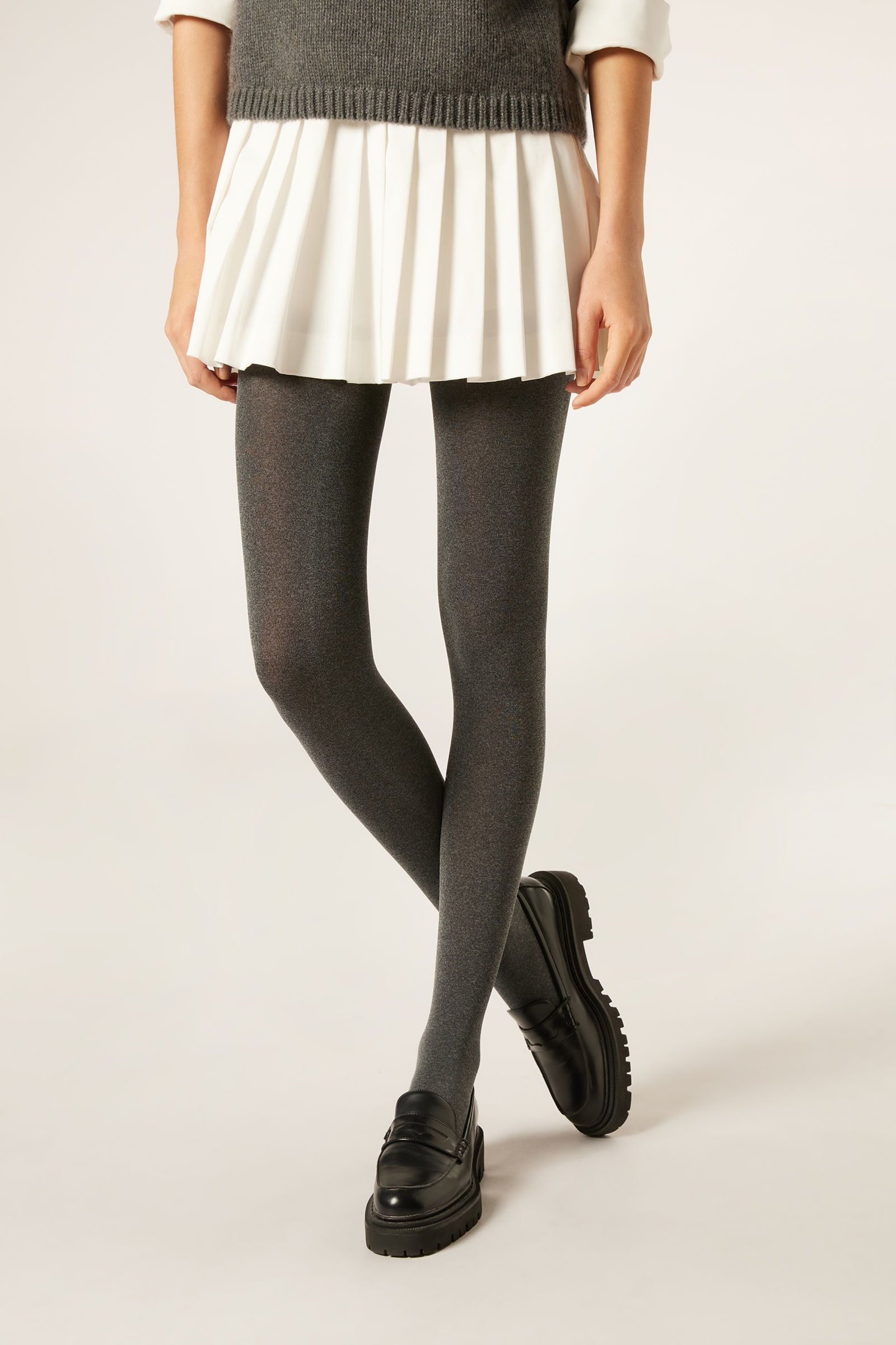 meia-calça térmica ultra opaca - cinza