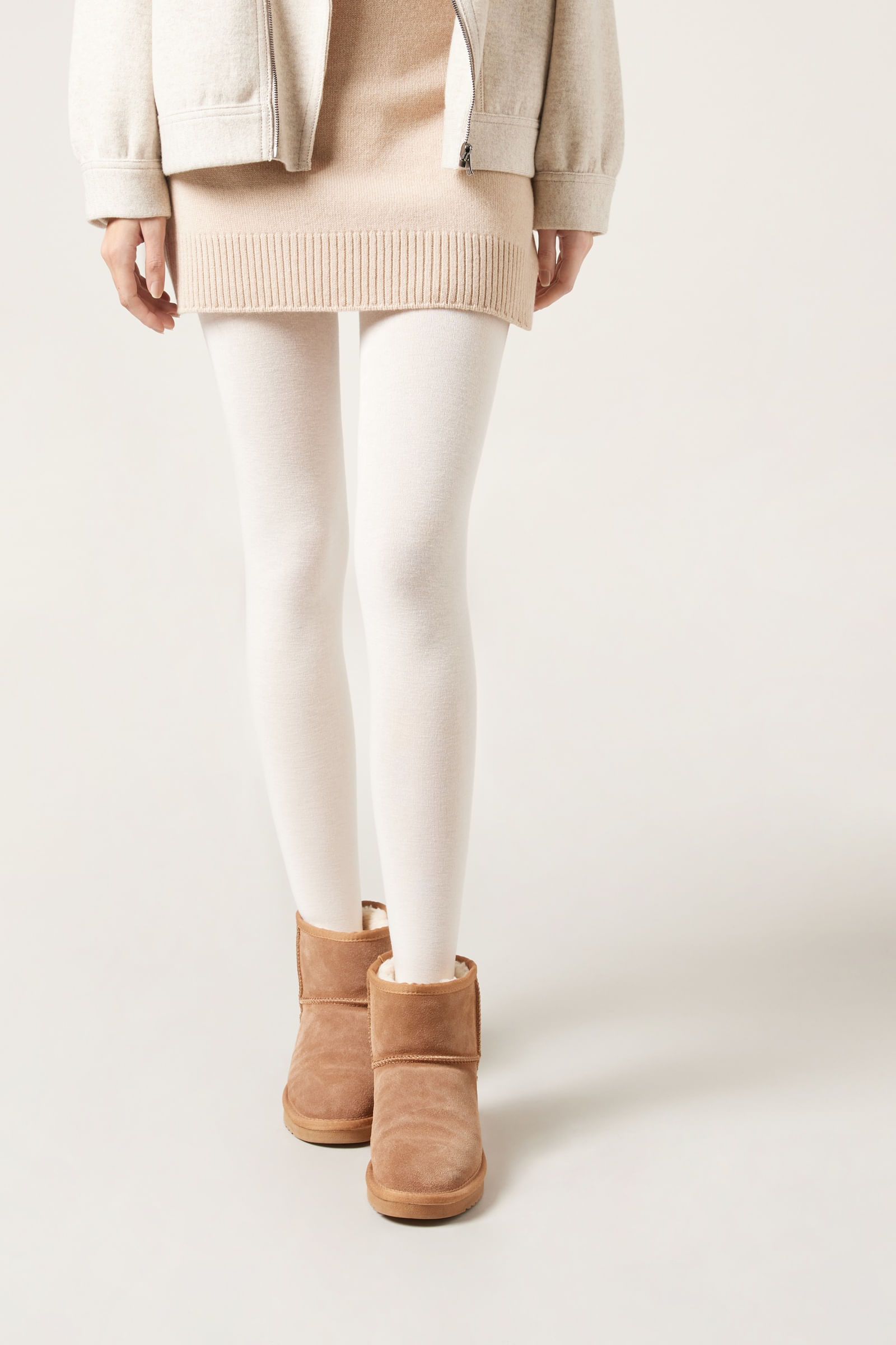 meia-calça com modal e cashmere - branco