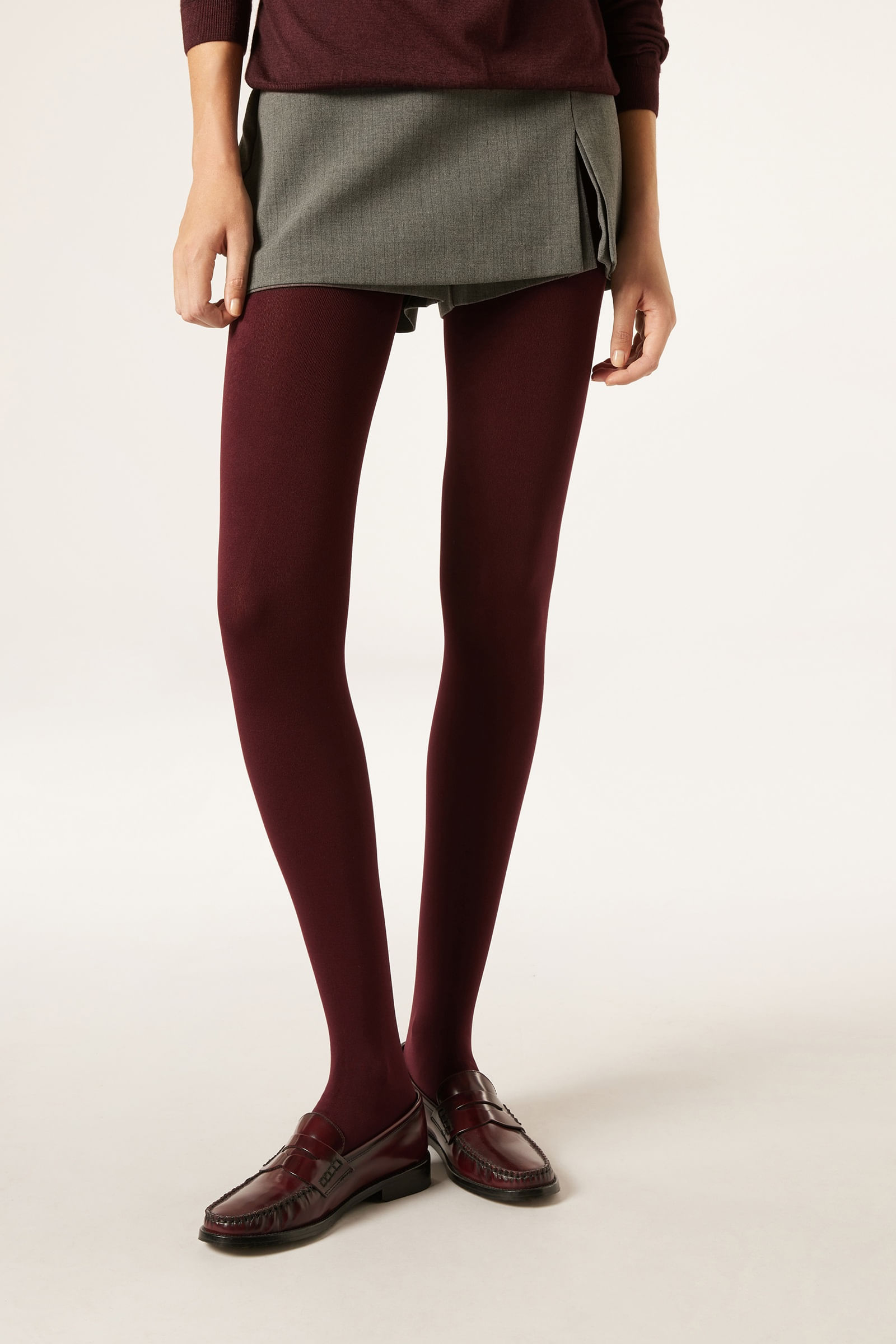 meia-calça térmica ultra opaca - bordô