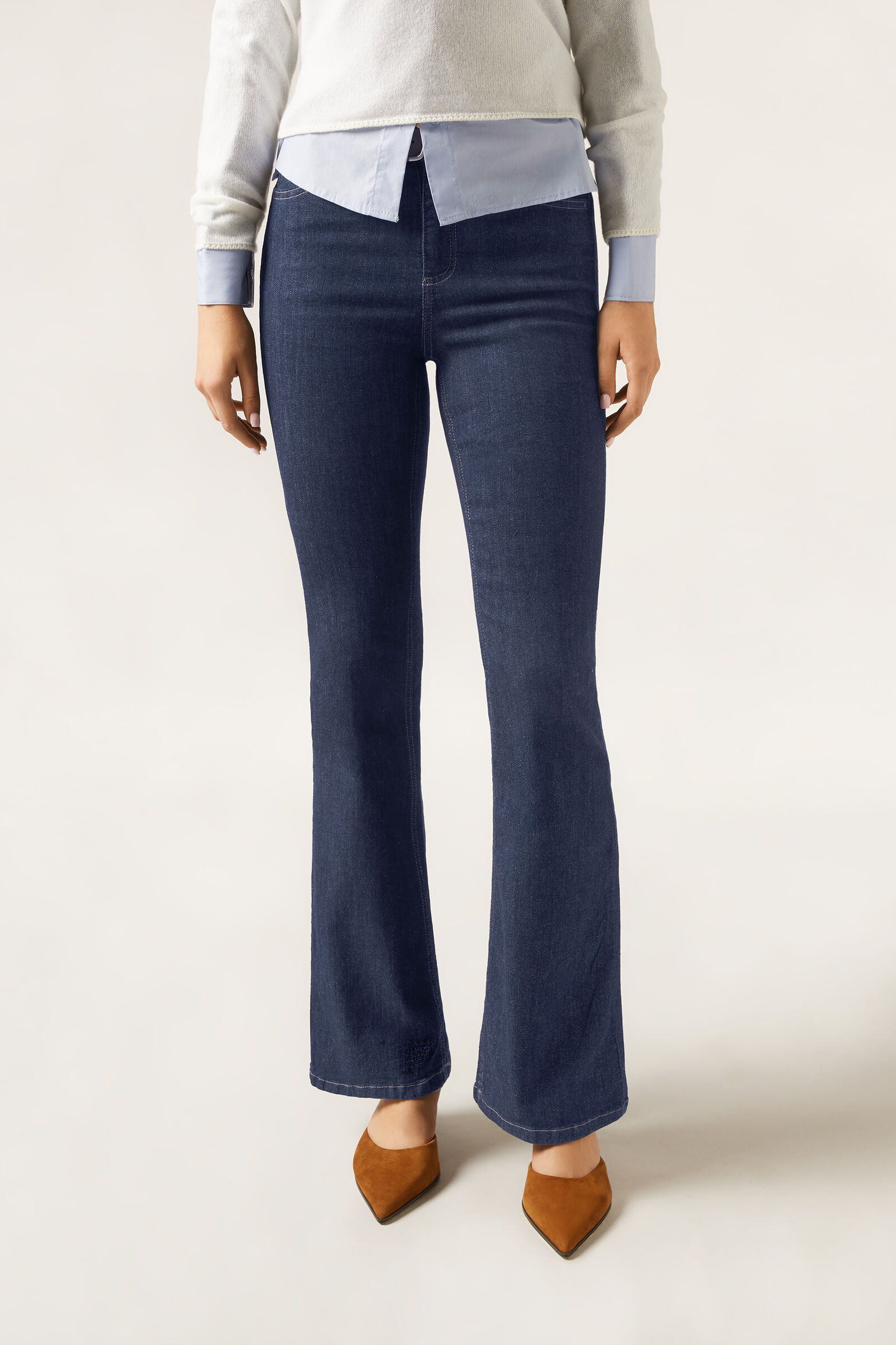 calça jeans flare - azul