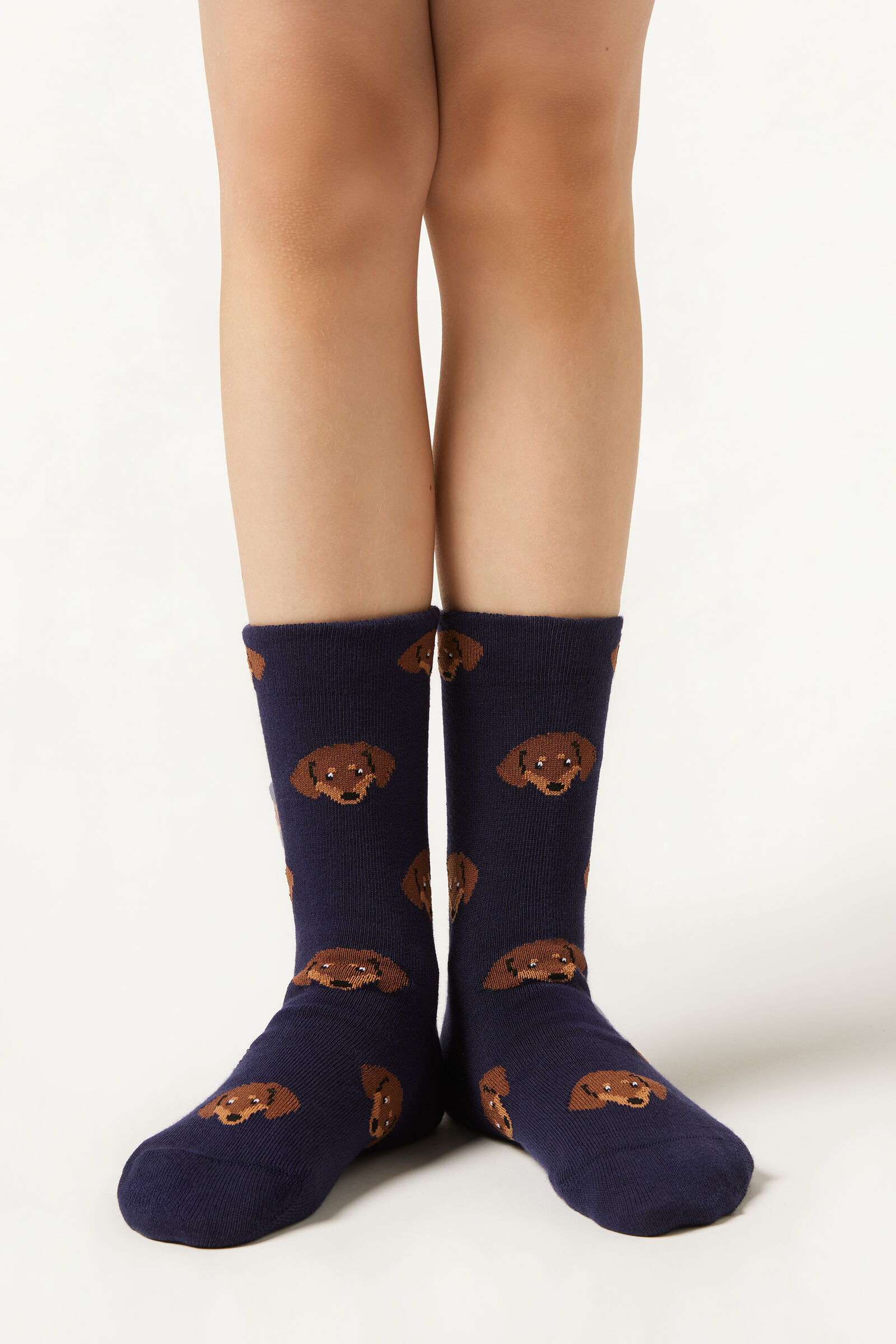 meia curta infantil com estampa em algodão - azul