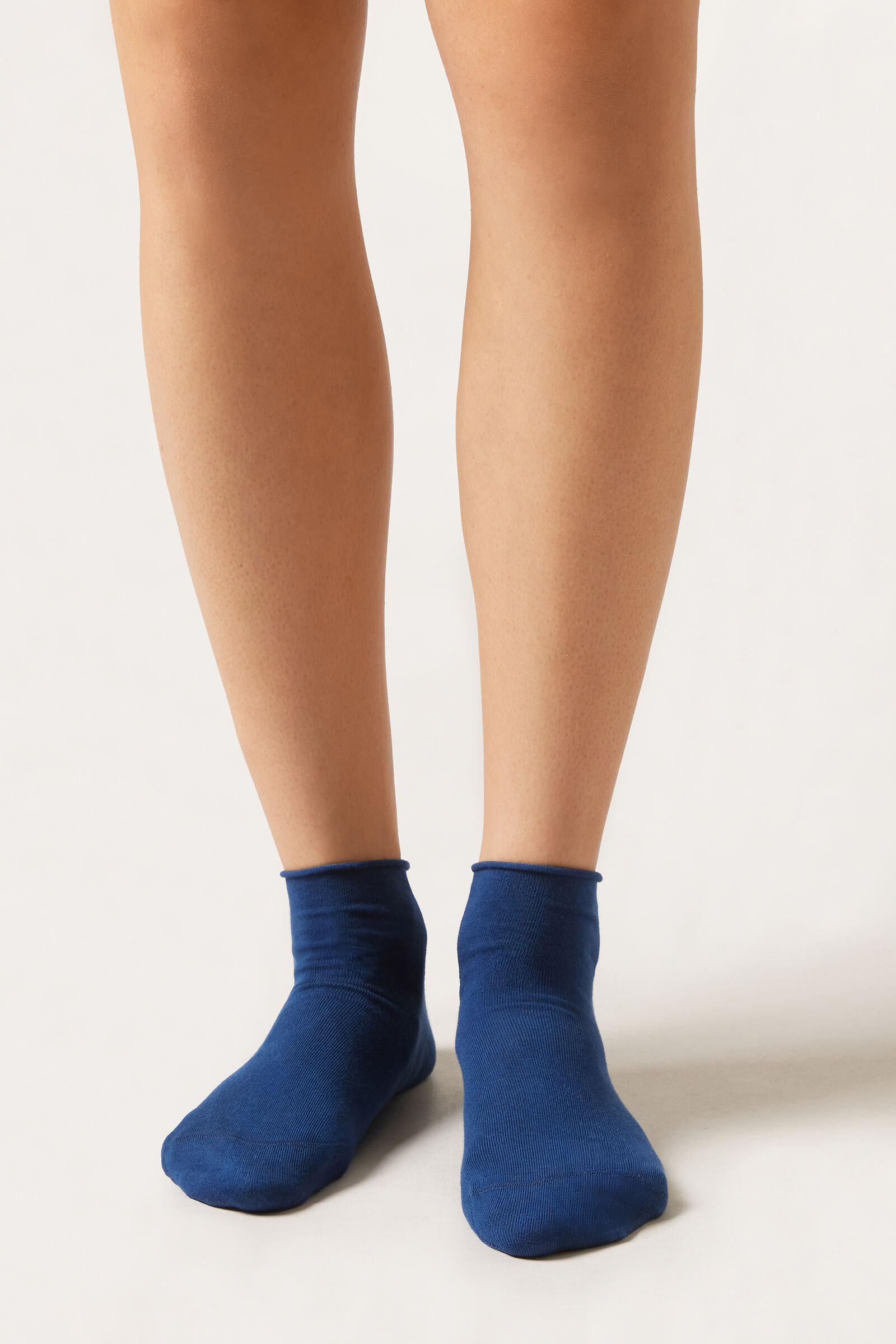 meia curta em algodão sem punho - azul