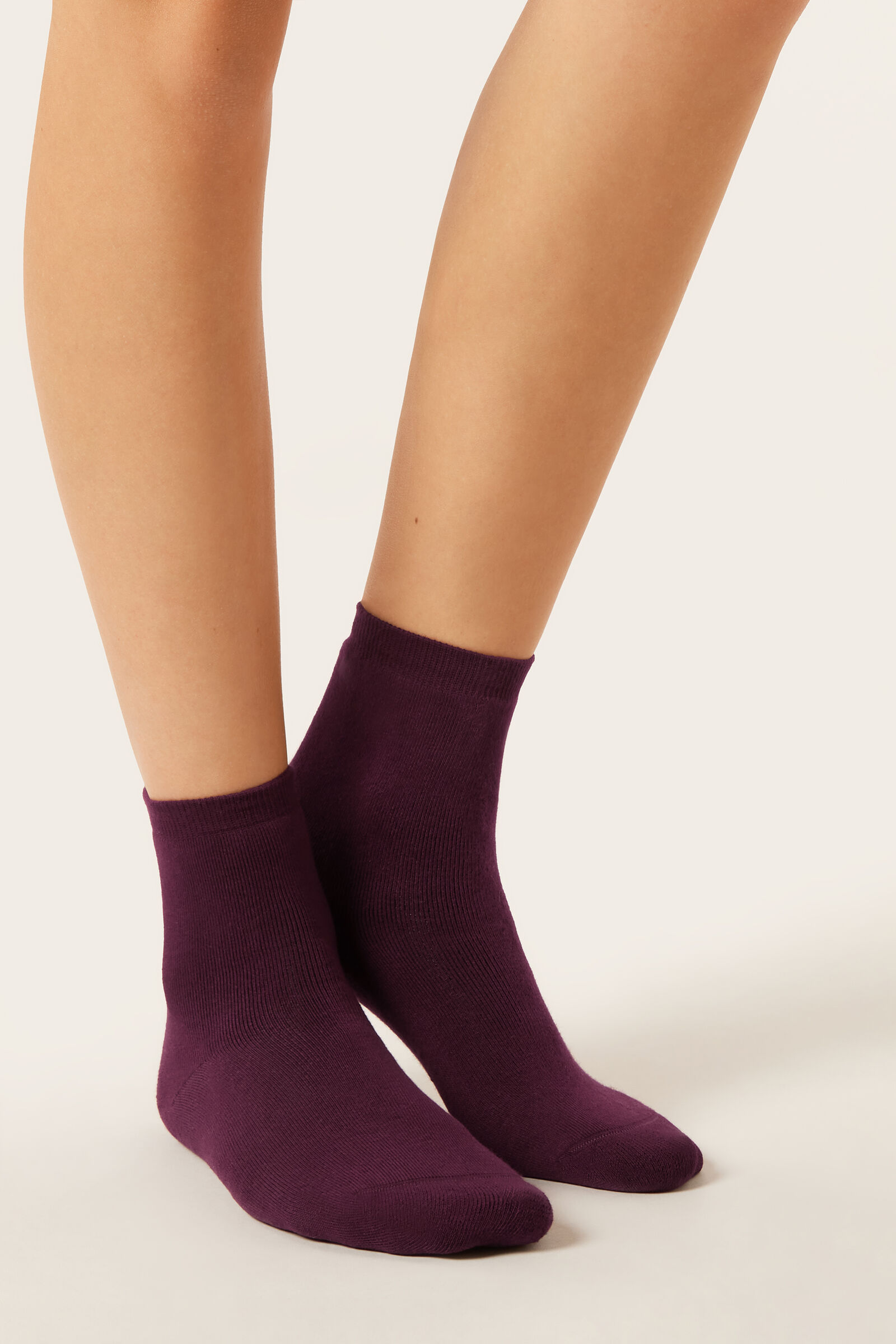 meia curta em algodão térmico - bordô