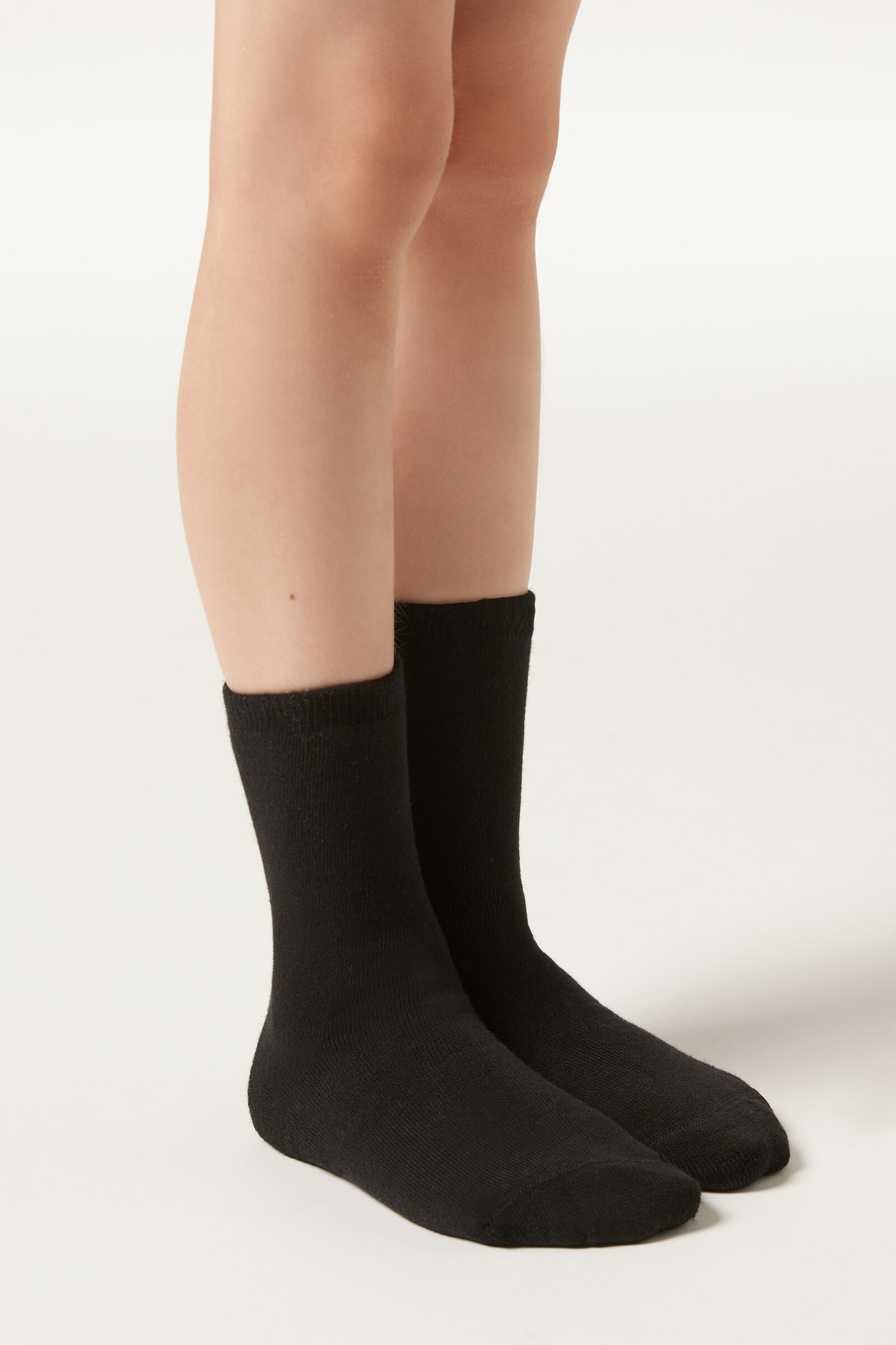 meia curta térmica infantil em algodão - preto