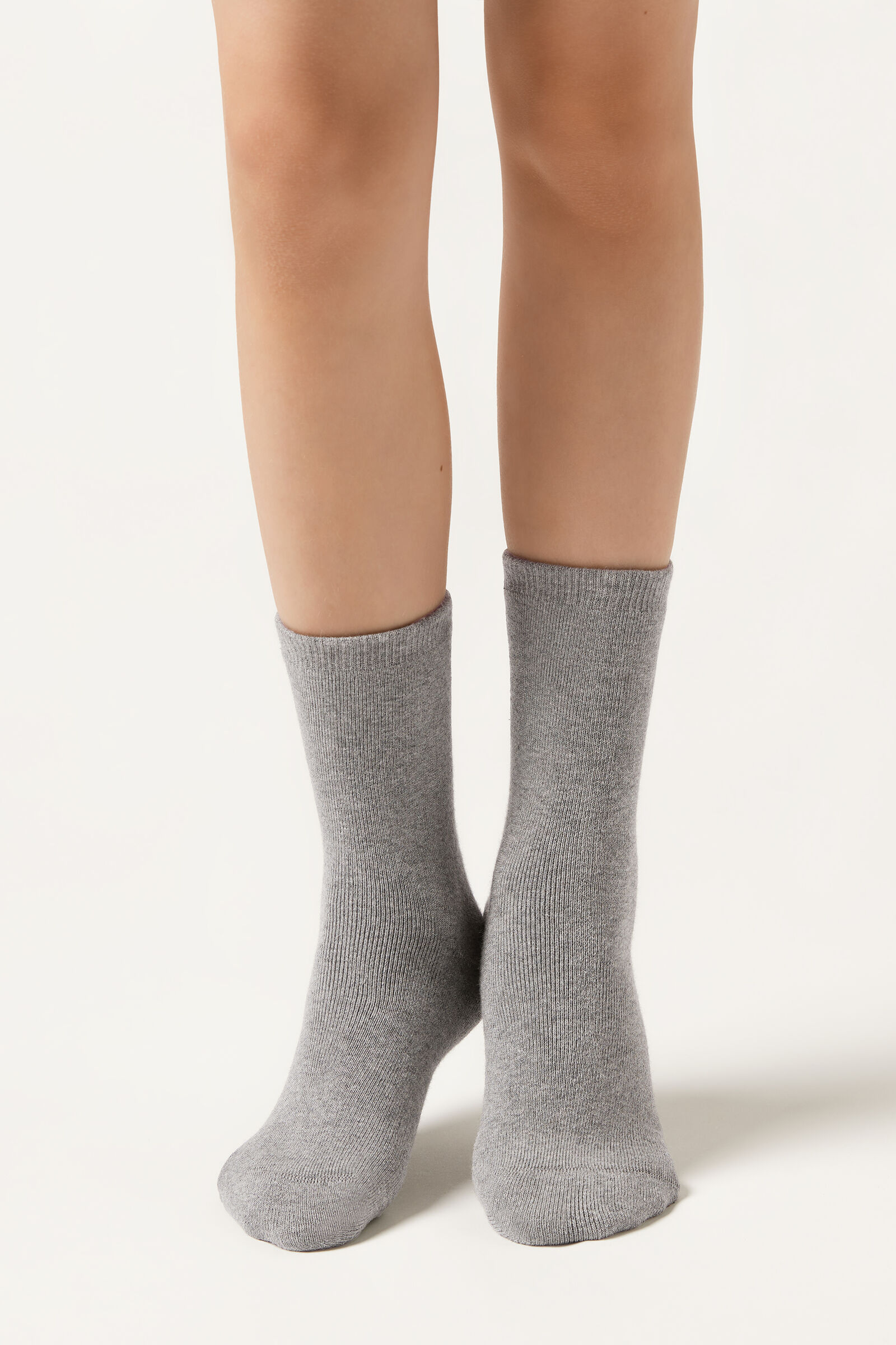 meia curta térmica infantil em algodão - cinza