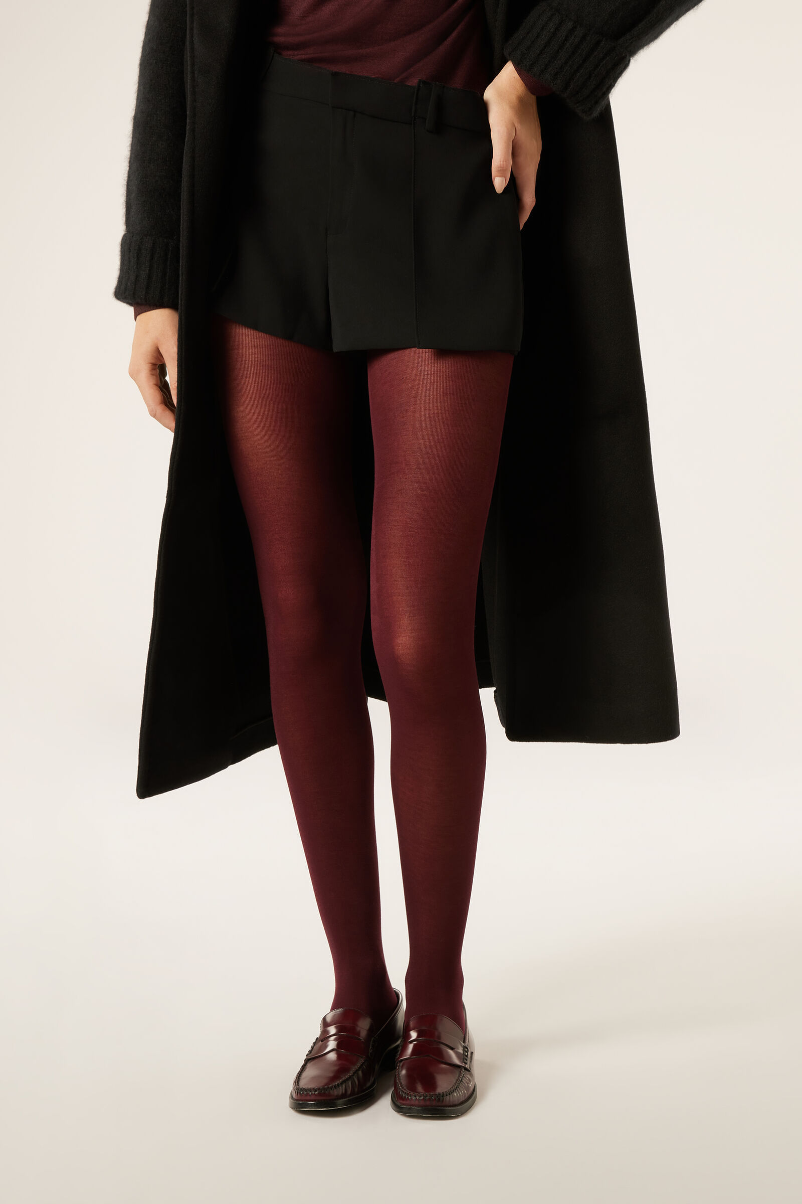 meia-calça ultralight com cashmere - bordô